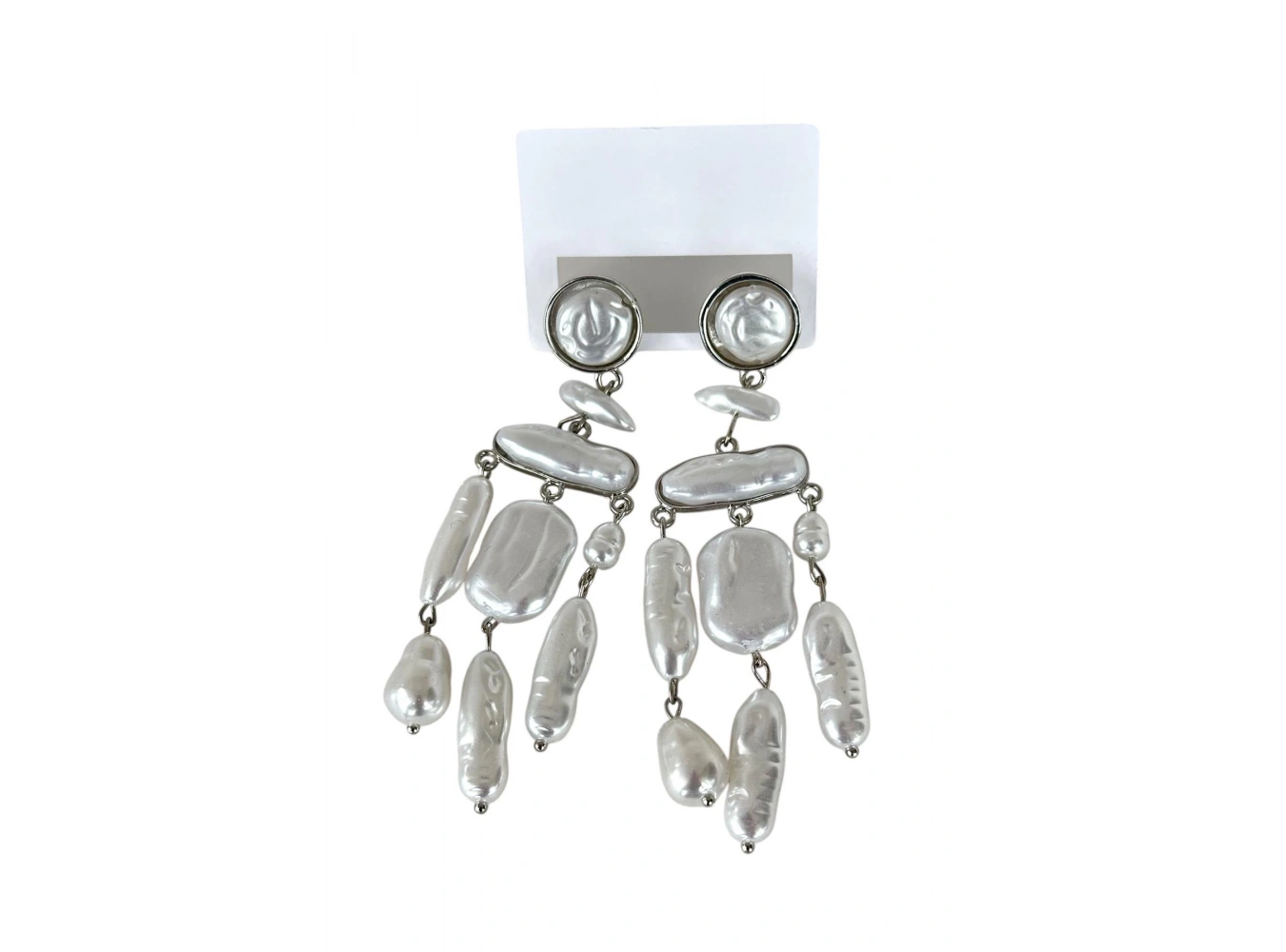 Gümüş Renk İnci Detaylı Abiye Küpe (Çift)