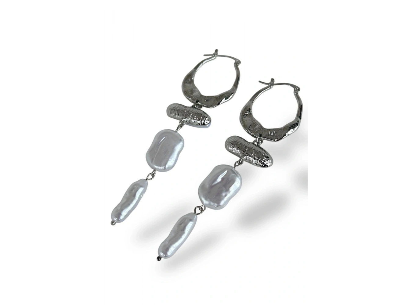 Gümüş Renk İnci Detaylı Abiye Küpe (Çift)