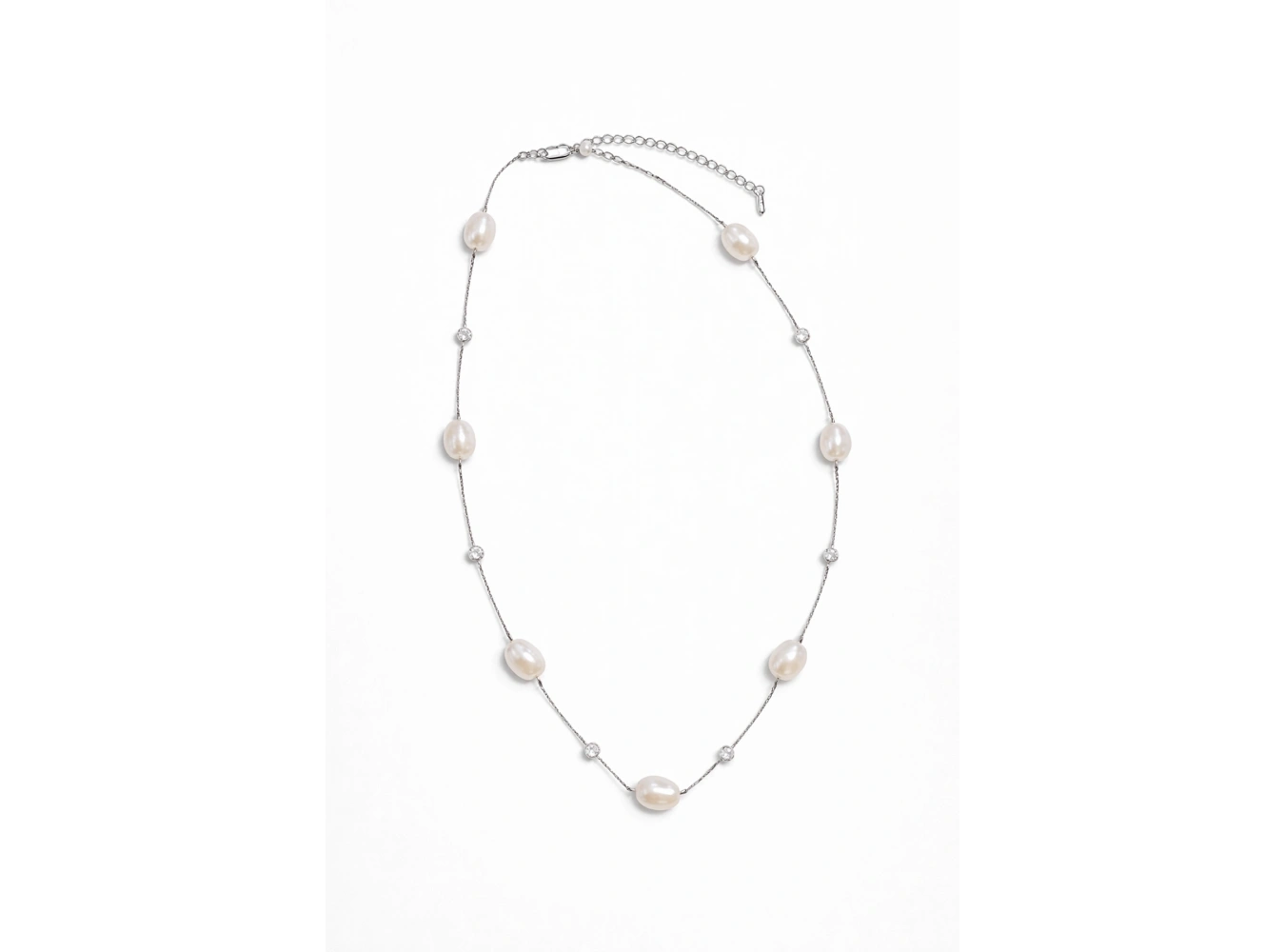 Gümüş Renk İnci Detaylı Çelik VİP Xuping Kolye