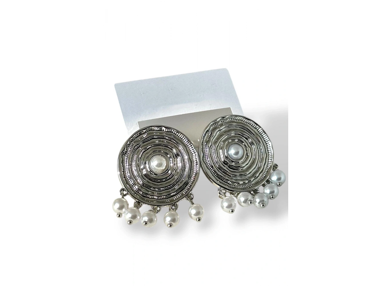 Gümüş Renk İnci Detaylı Küpe (Çift)