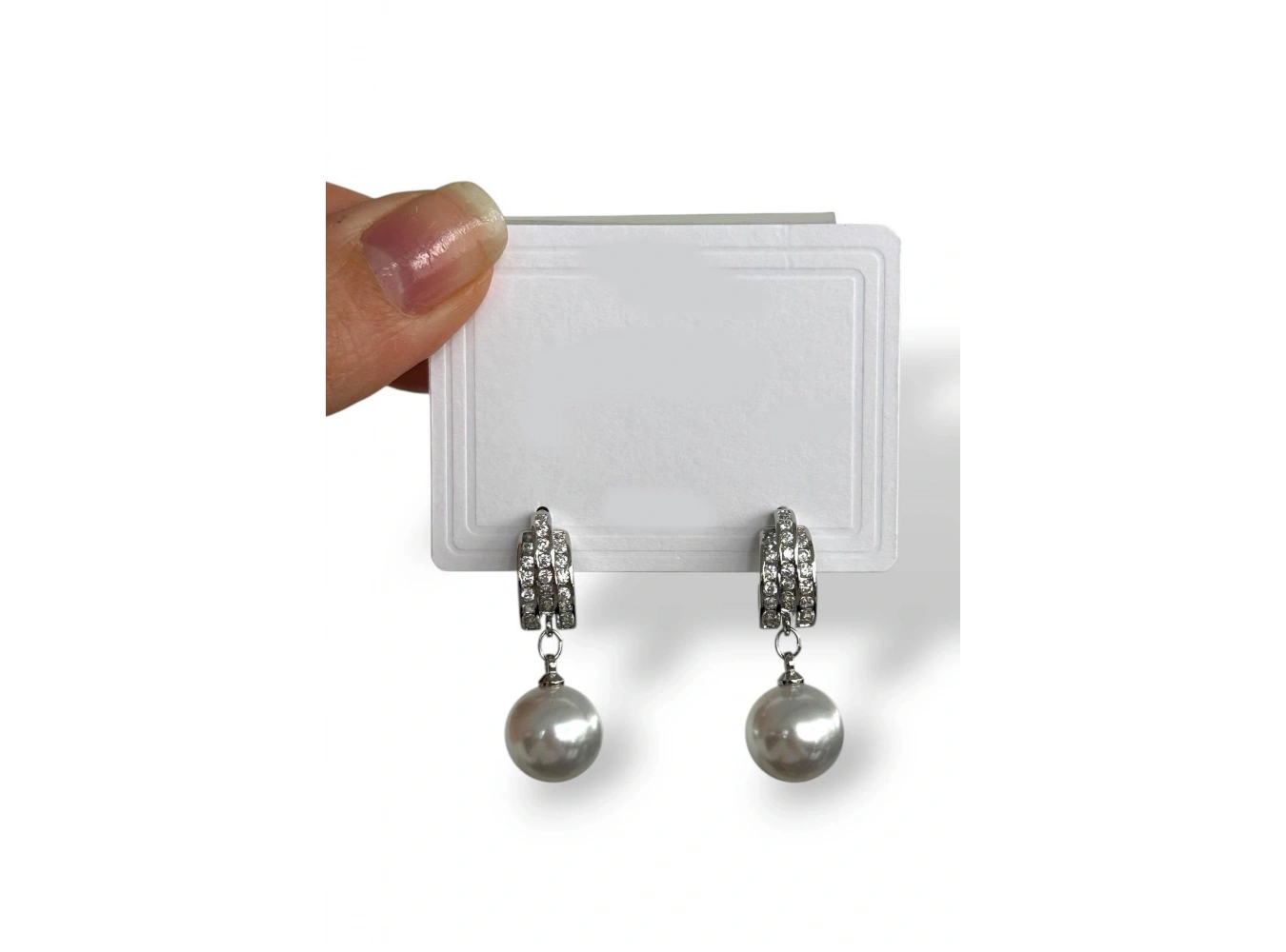 Gümüş Renk İnci Detaylı Küpe (Çift)