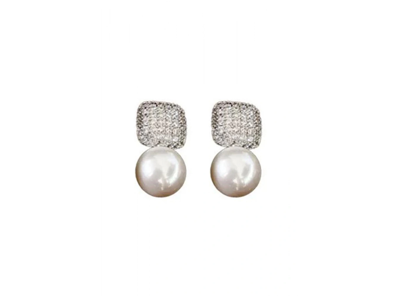 Gümüş Renk İnci Detaylı Küpe (Çift)