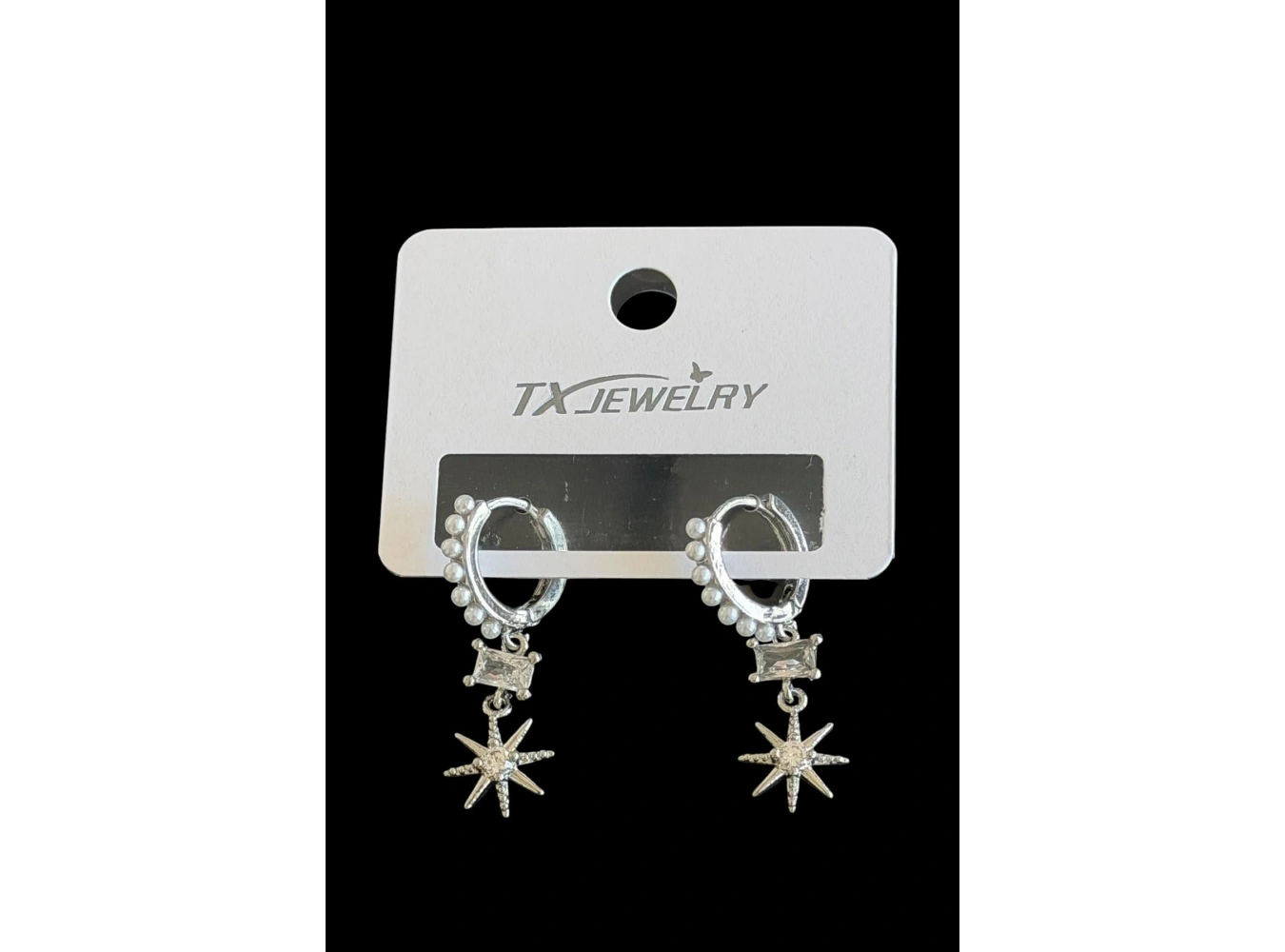 Gümüş Renk İnci Detaylı Tx Küpe (Çift)