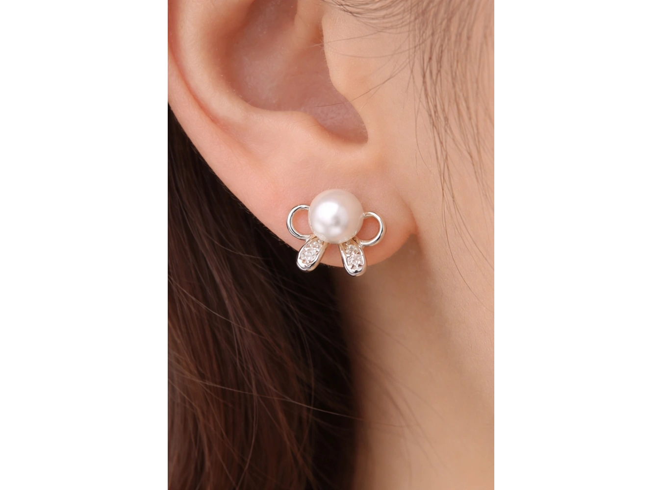 Gümüş Renk İnci Detaylı Xuping Küpe (Çift)