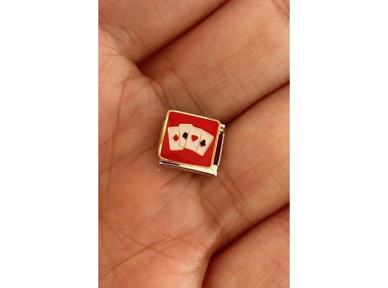 Gümüş Renk İskambil Kartı Figürlü Çelik Nomination Charm (Tek)