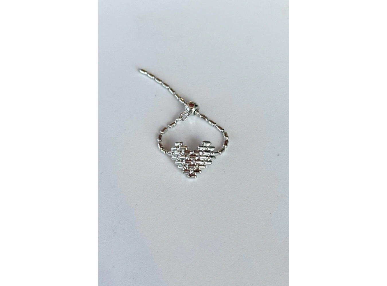 Gümüş Renk Kalp Detaylı Ayarlanabilir Yüzük