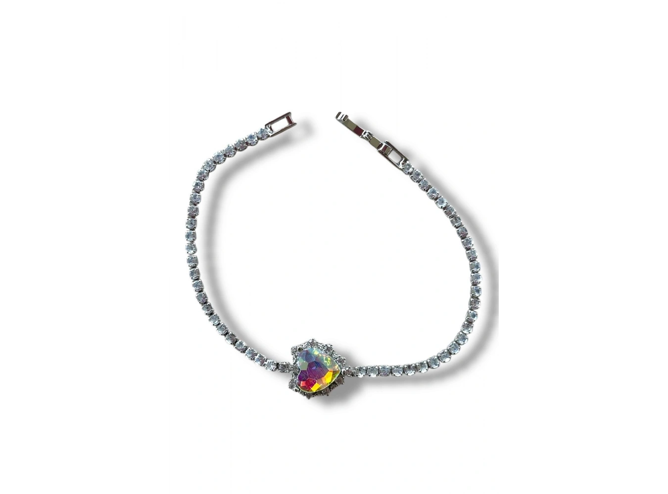 Gümüş Renk Kalp Detaylı Su Yolu Bileklik