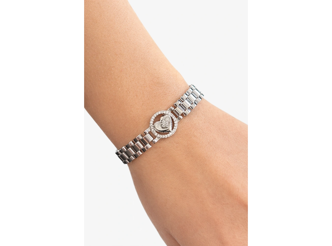 Gümüş Renk Kalp Detaylı Xuping VİP Bileklik