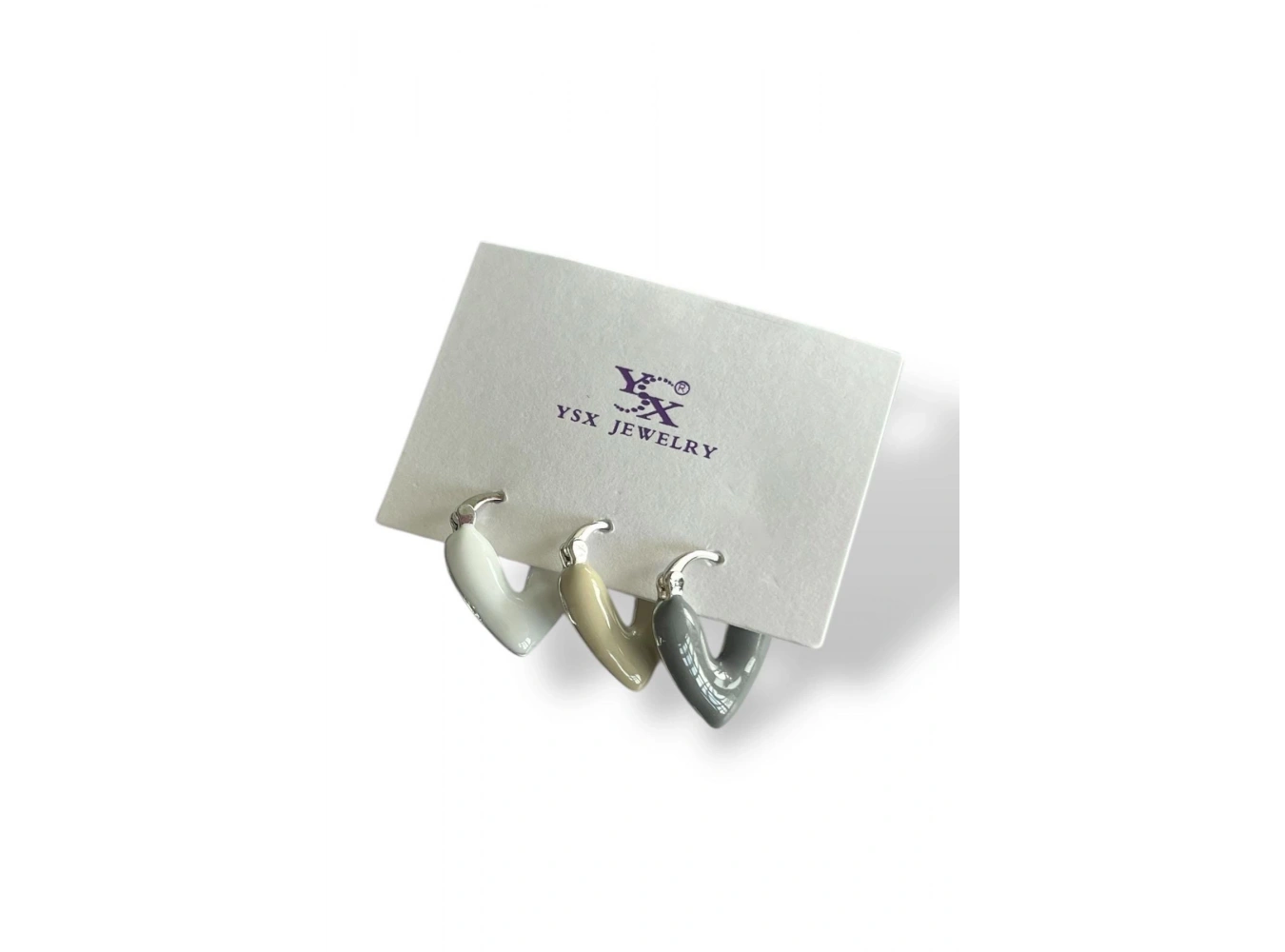 Gümüş Renk Kalp Figürlü 3lü YSX Küpe Set