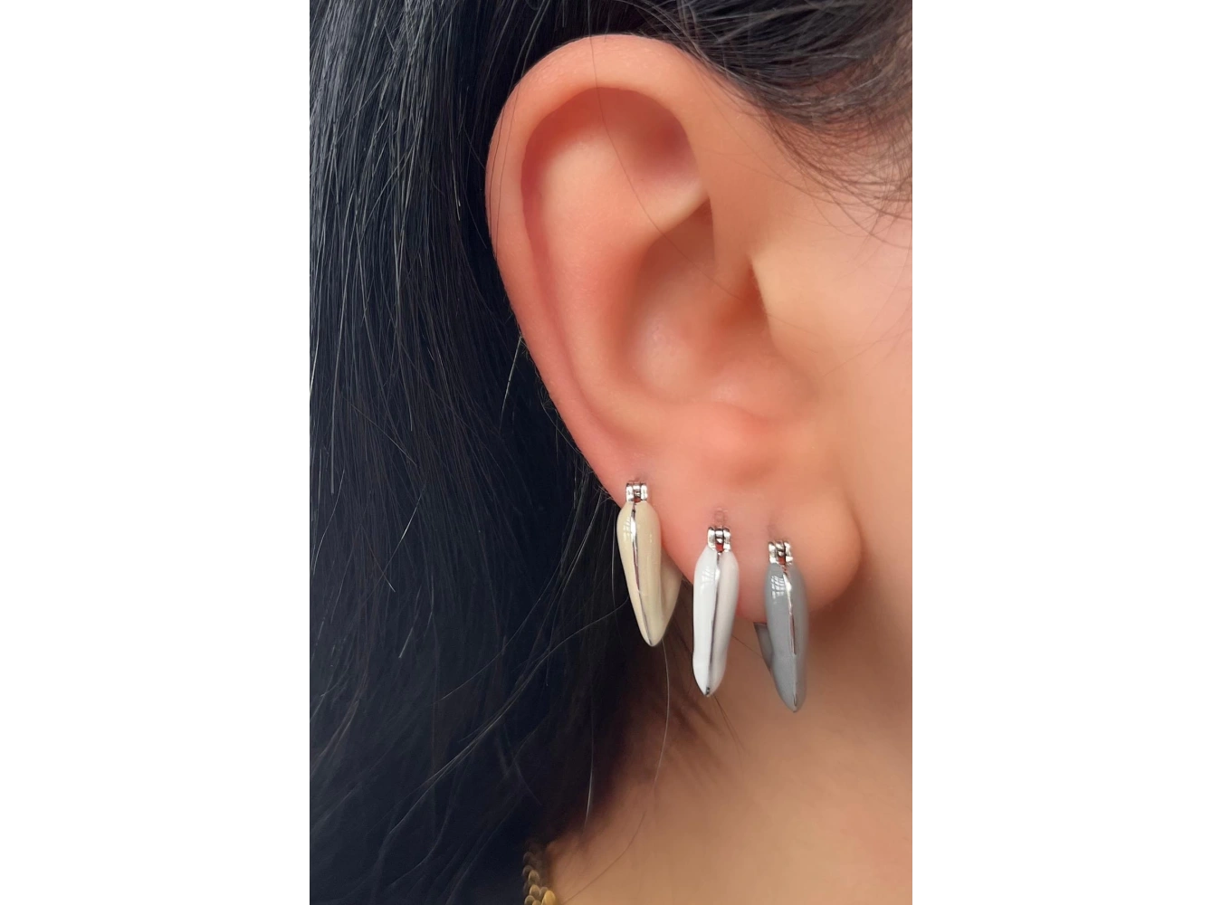 Gümüş Renk Kalp Figürlü 3lü YSX Küpe Set