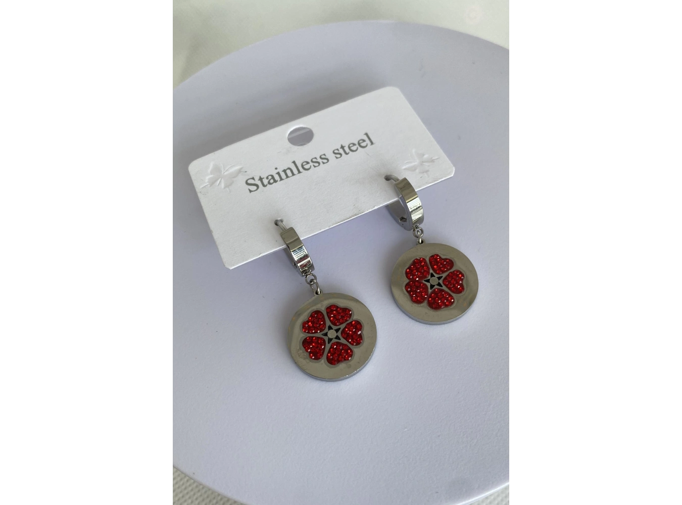 Gümüş Renk Kalp Figürlü Çelik Küpe (Çift)