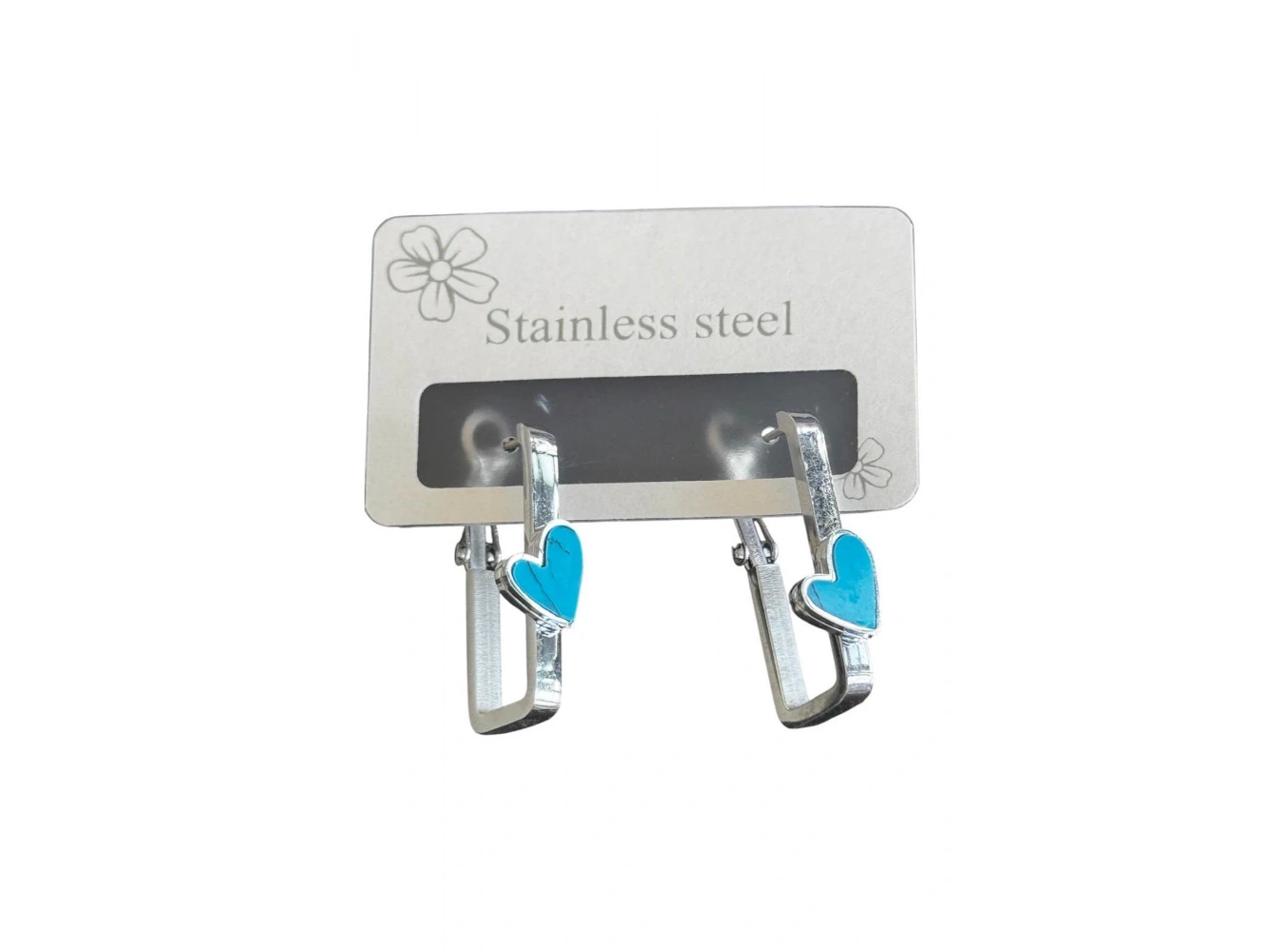 Gümüş Renk Kalp Figürlü Çelik Küpe (Çift)