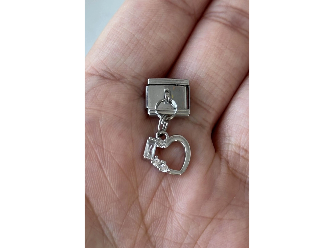 Gümüş Renk Kalp Figürlü Çelik Nomination Charm (Tek)