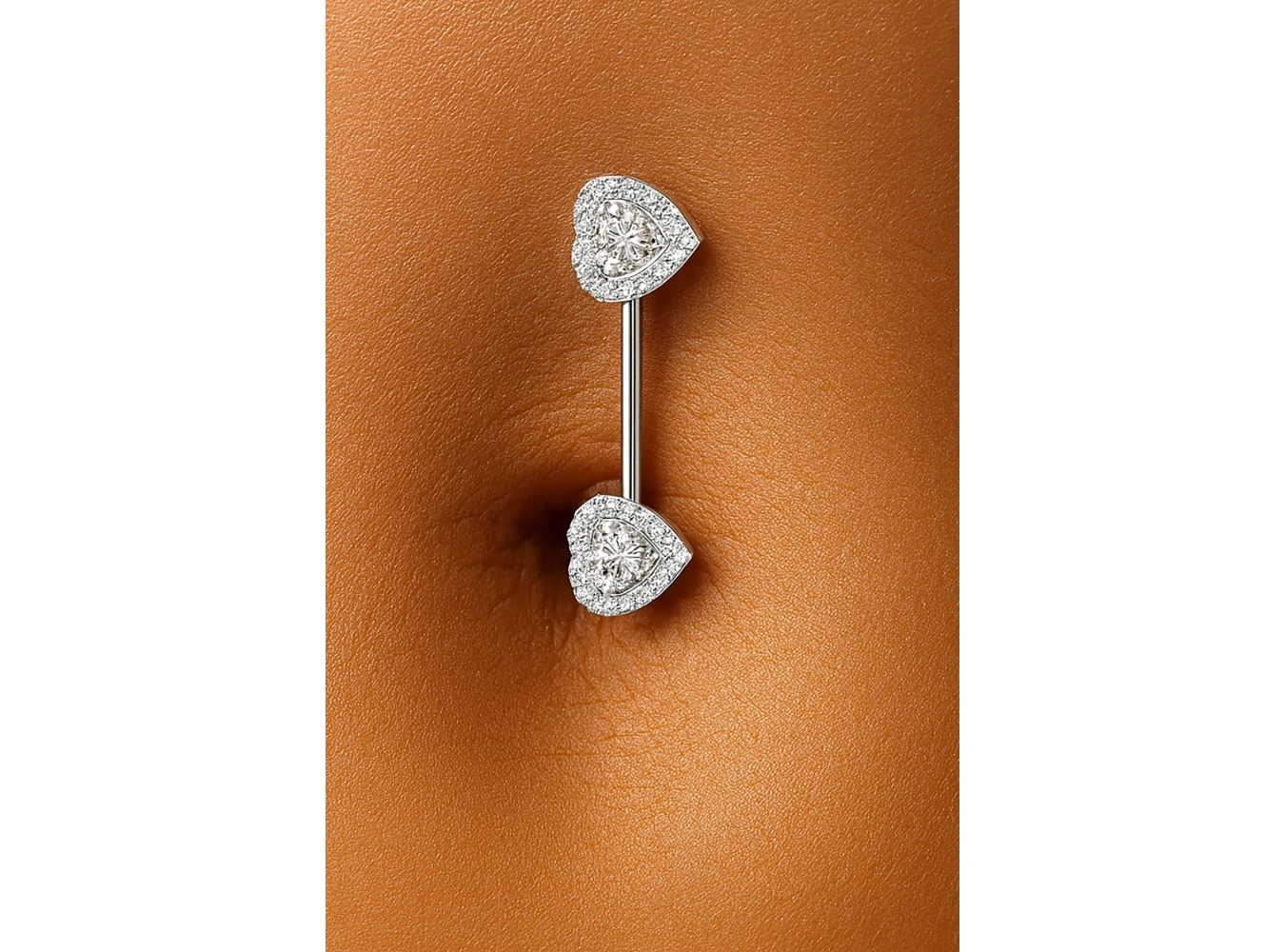 Gümüş Renk Kalp Figürlü Cerrahi Çelik Göbek Piercing