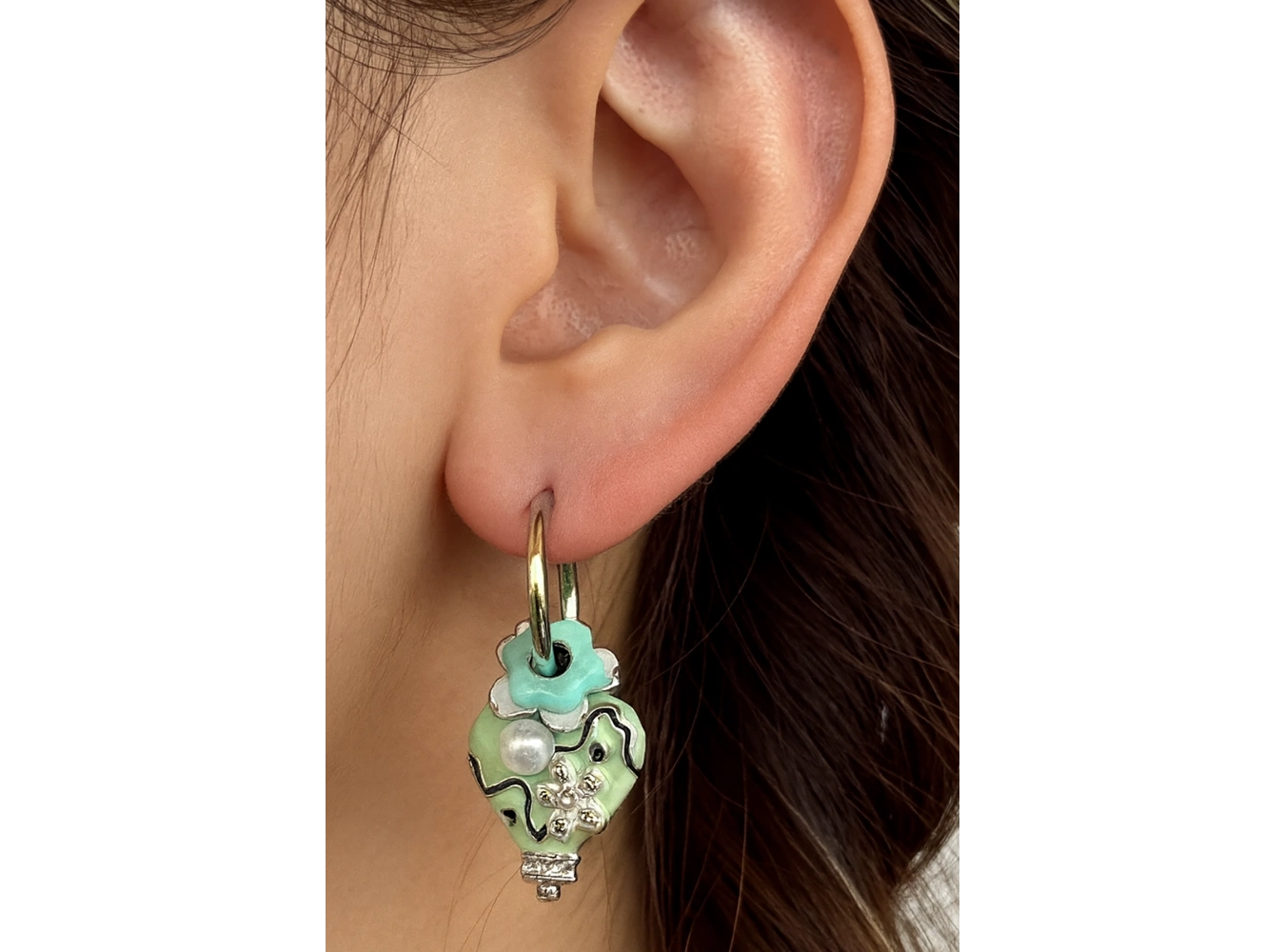 Gümüş Renk Kalp Figürlü Küpe (Çift)