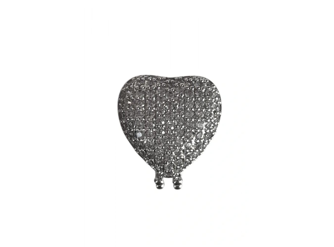 Gümüş Renk Kalp Figürlü Taş Detaylı Ajda Charm / Kolye/ Bileklik Ucu