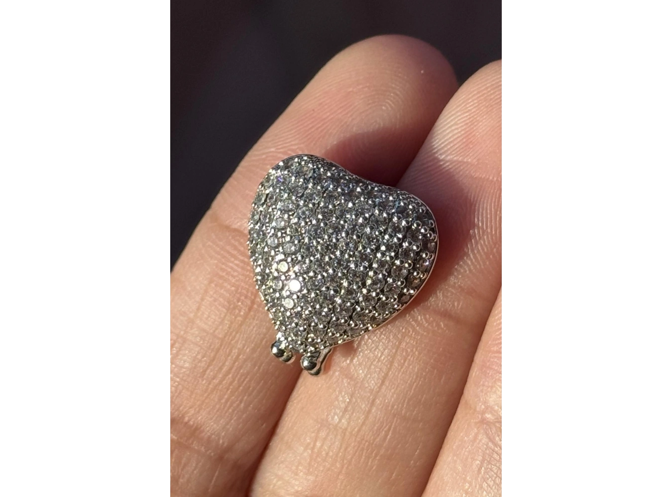 Gümüş Renk Kalp Figürlü Taş Detaylı Ajda Charm / Kolye/ Bileklik Ucu