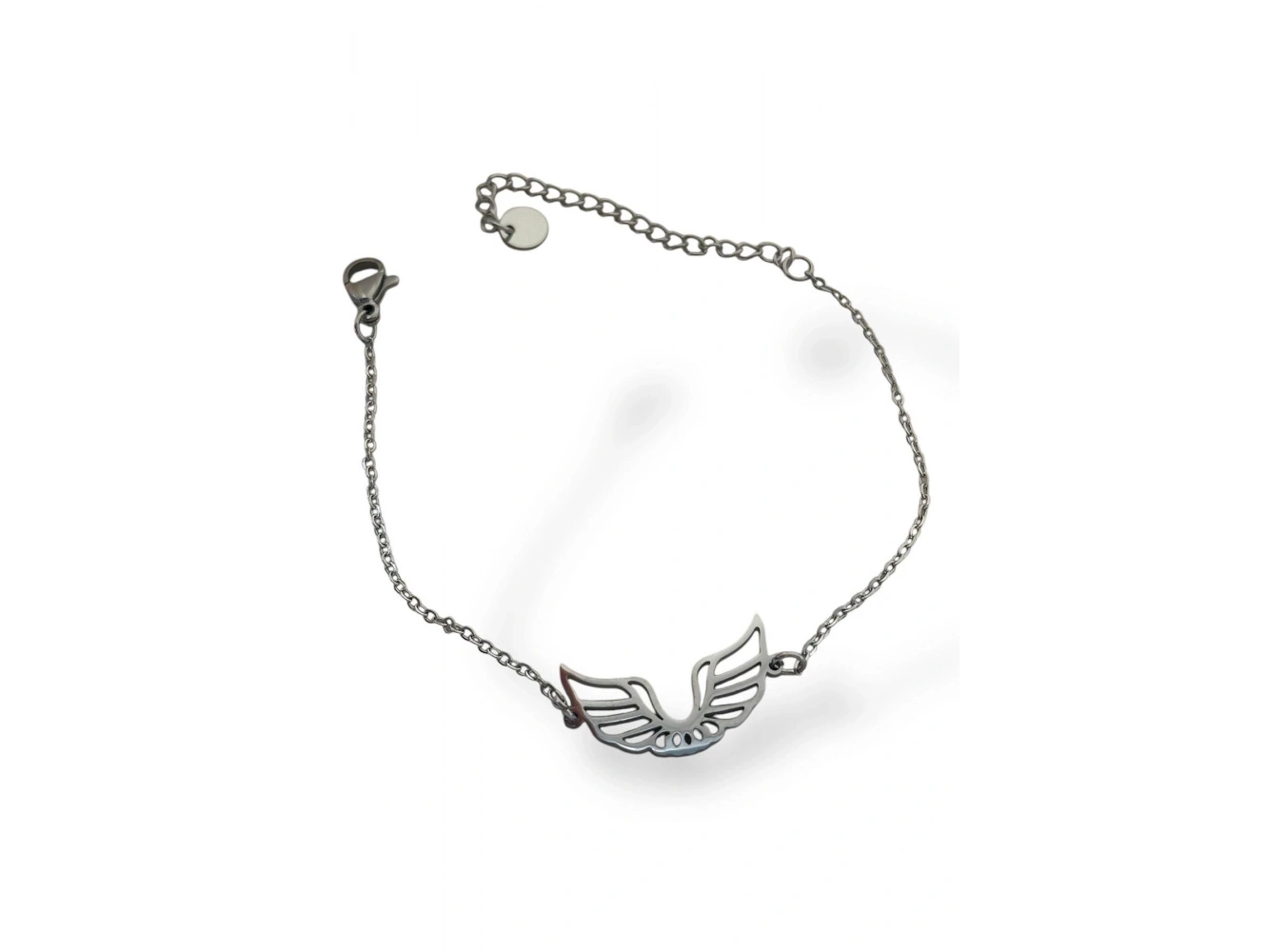 Gümüş Renk Kanat Figürlü Çelik Bileklik