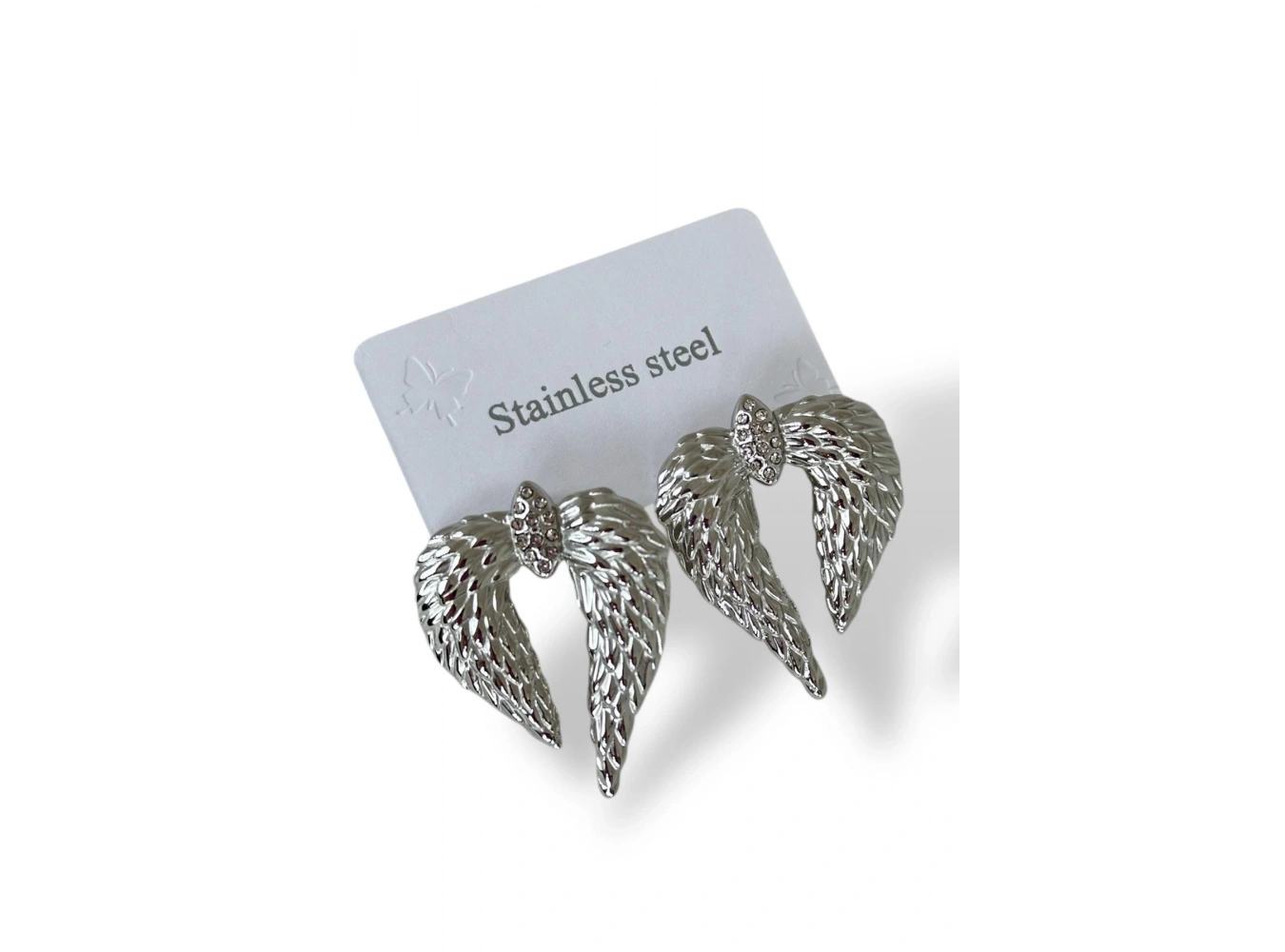 Gümüş Renk Kanat Figürlü Çelik Küpe (Çift)