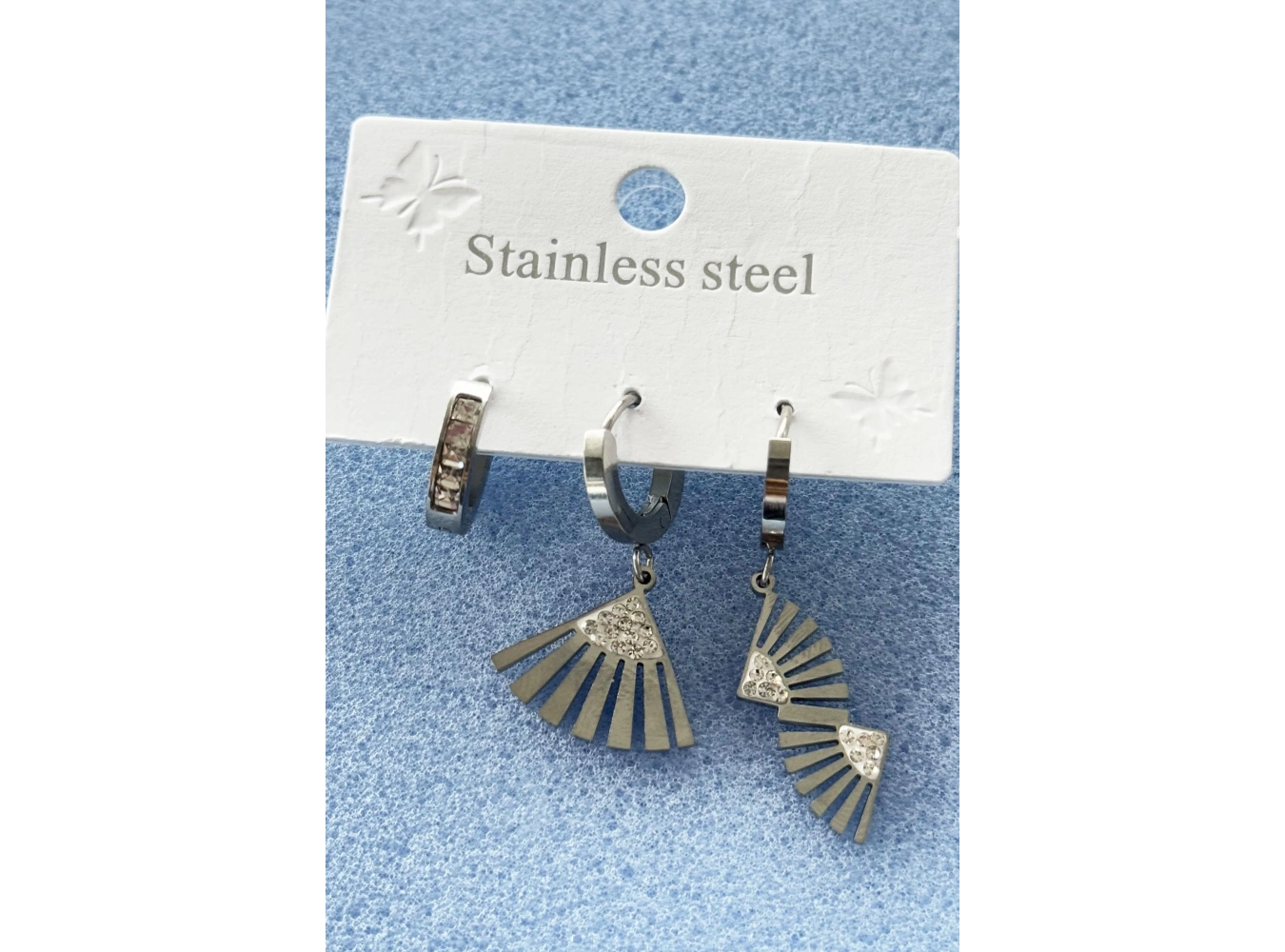 Gümüş Renk Karışık Figürlü 3lü Çelik Küpe Set