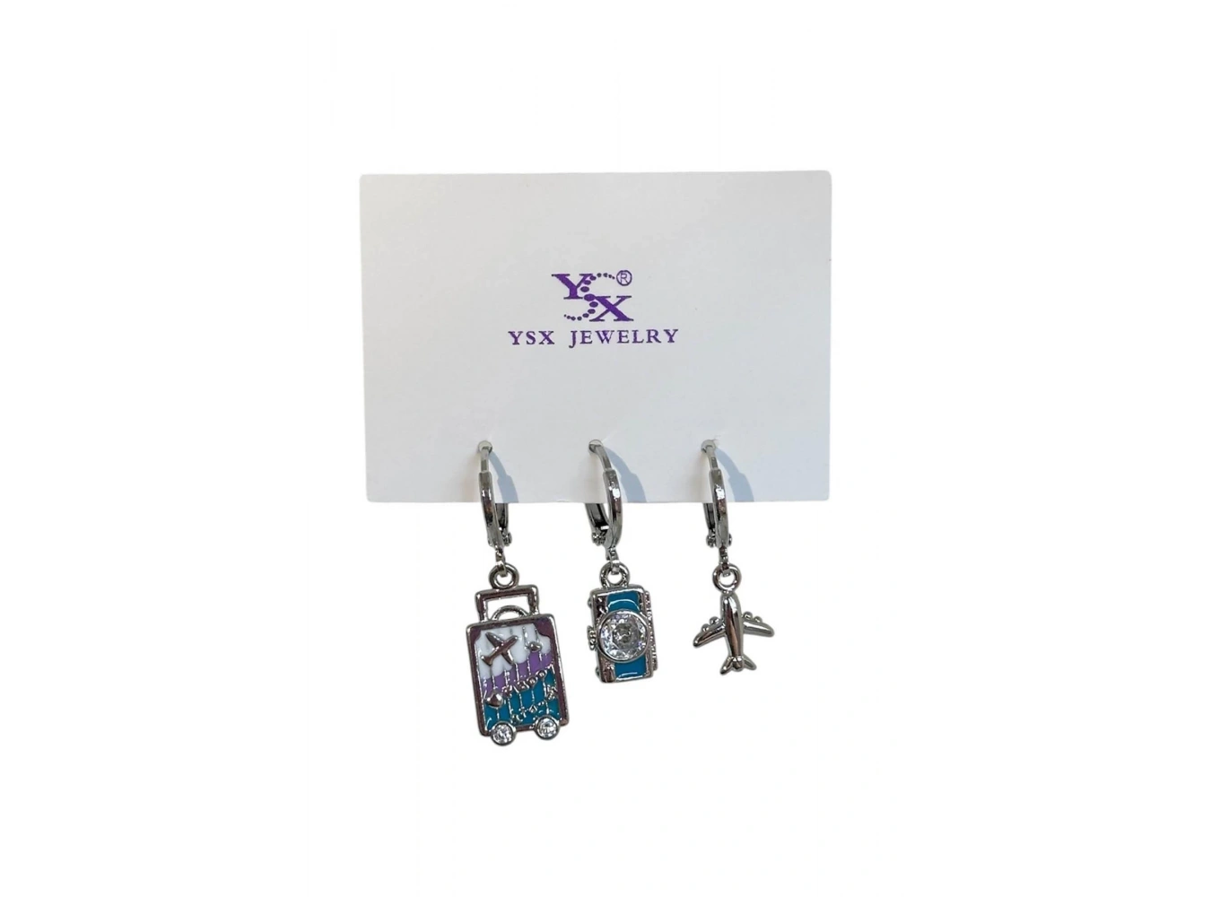 Gümüş Renk Karışık Figürlü 3lü YSX Küpe Set