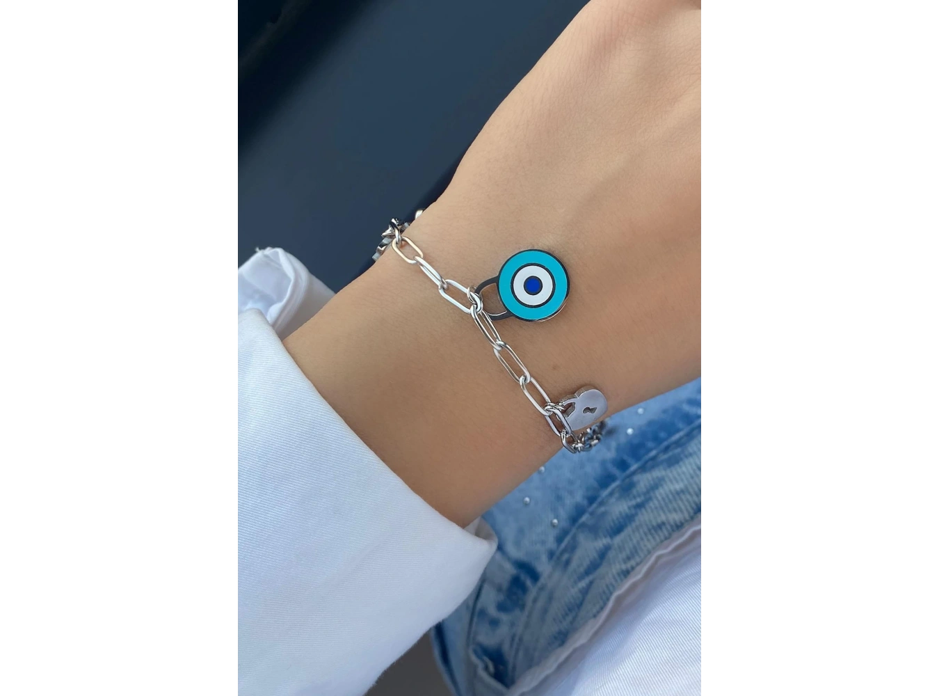 Gümüş Renk Karışık Figürlü Çelik Bileklik