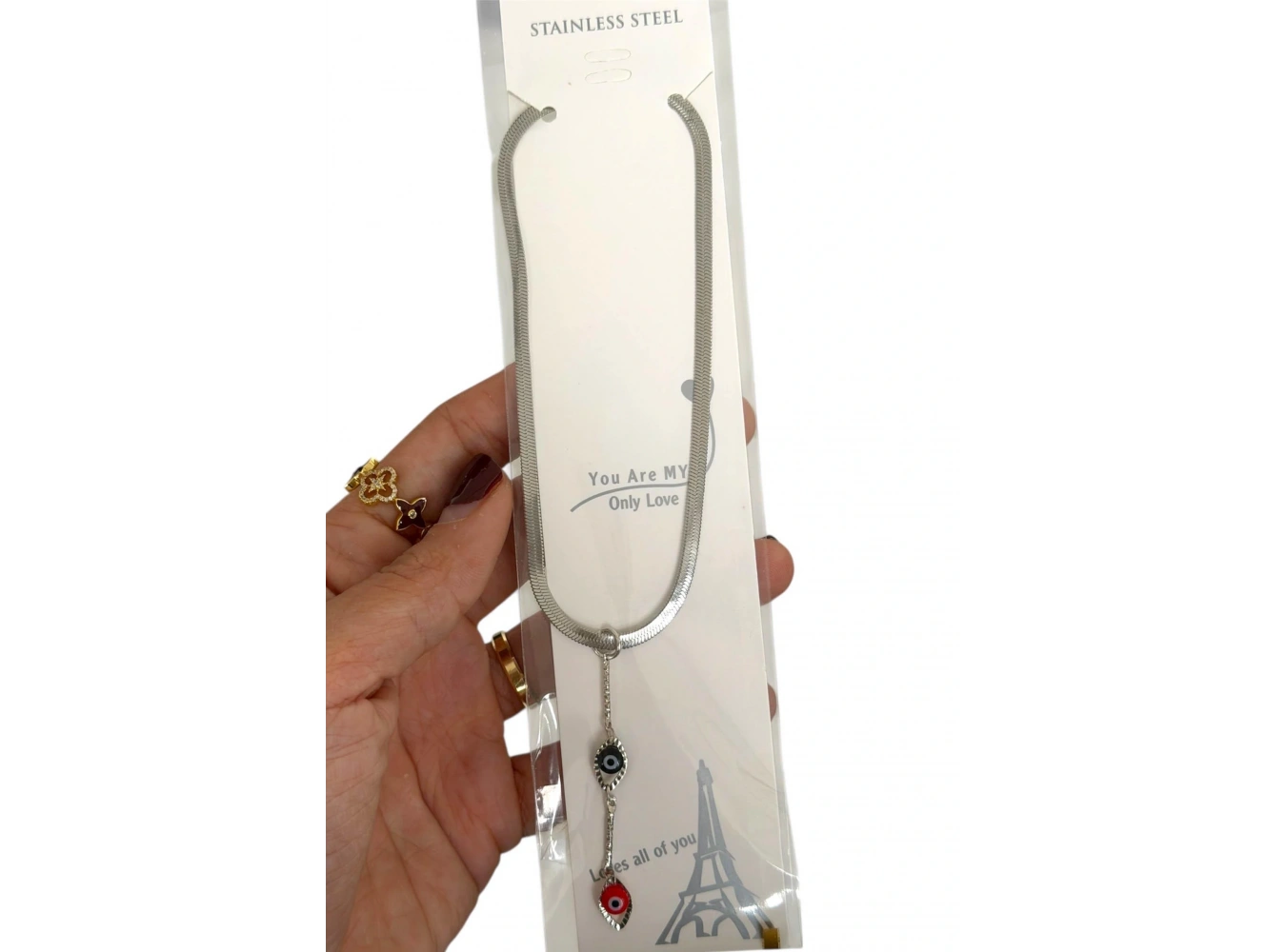 Gümüş Renk Karışık Figürlü Çelik Kolye