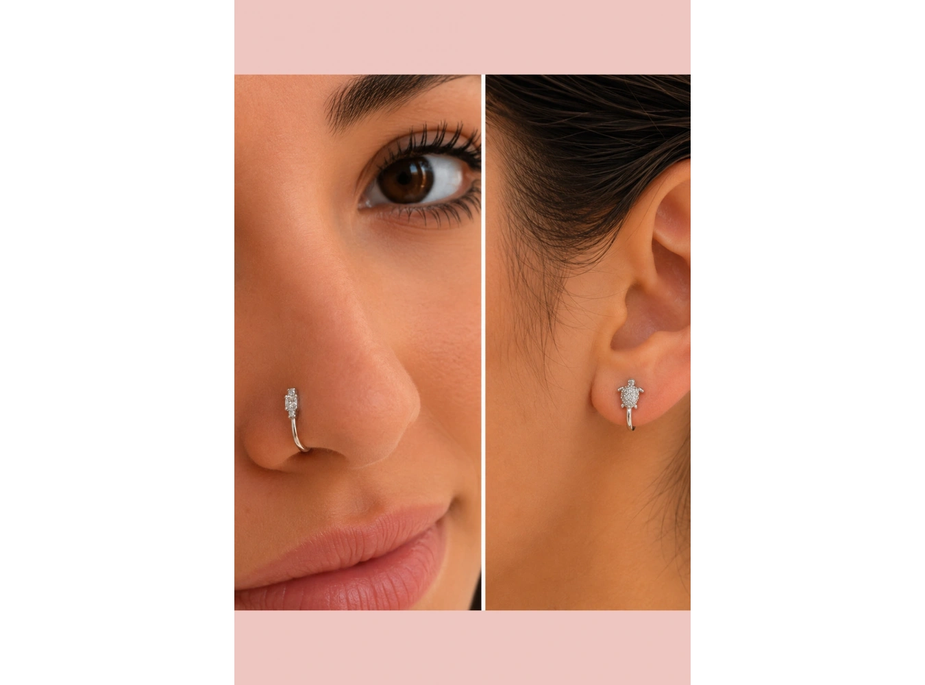 Gümüş Renk Karışık Figürlü Deliksiz Kulak/Burun 3lü Piercing Set
