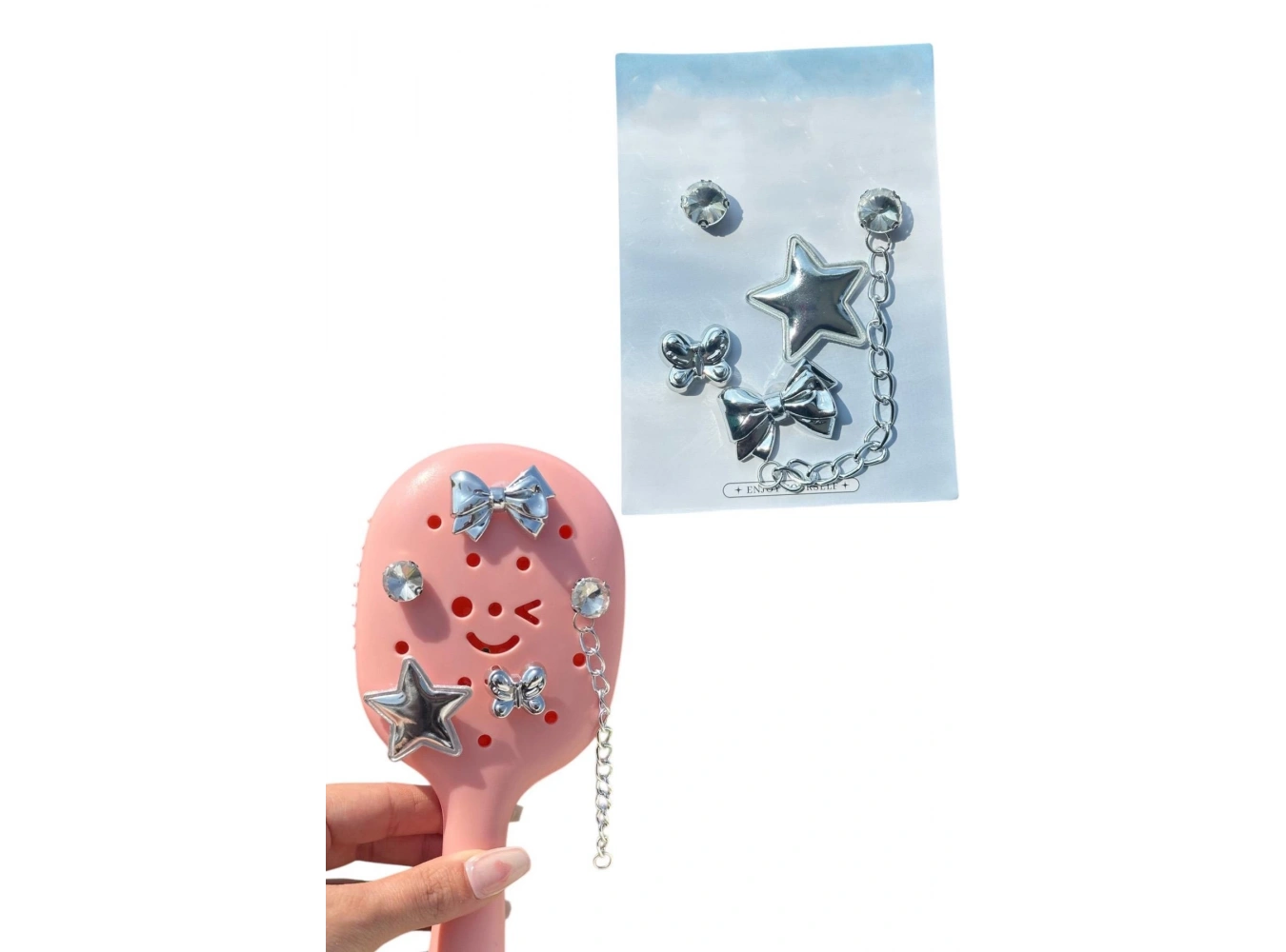 Gümüş Renk Karışık Figürlü Tarak Charmı