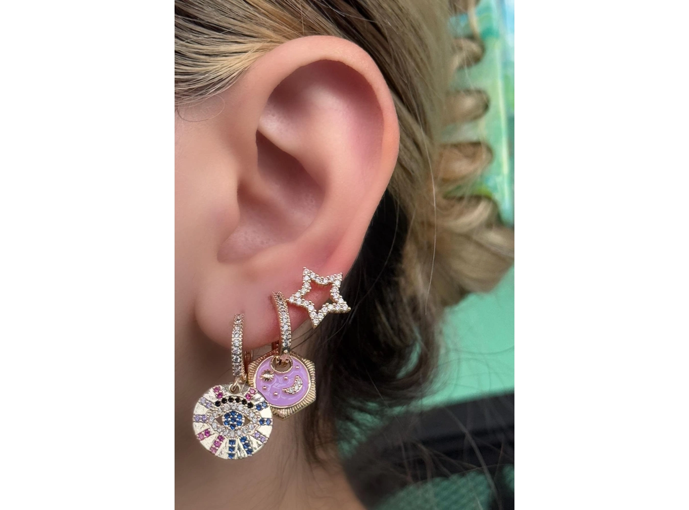 Gümüş Renk Karışık Figürlü Taş Detaylı VİP 3lü YSX Küpe Set