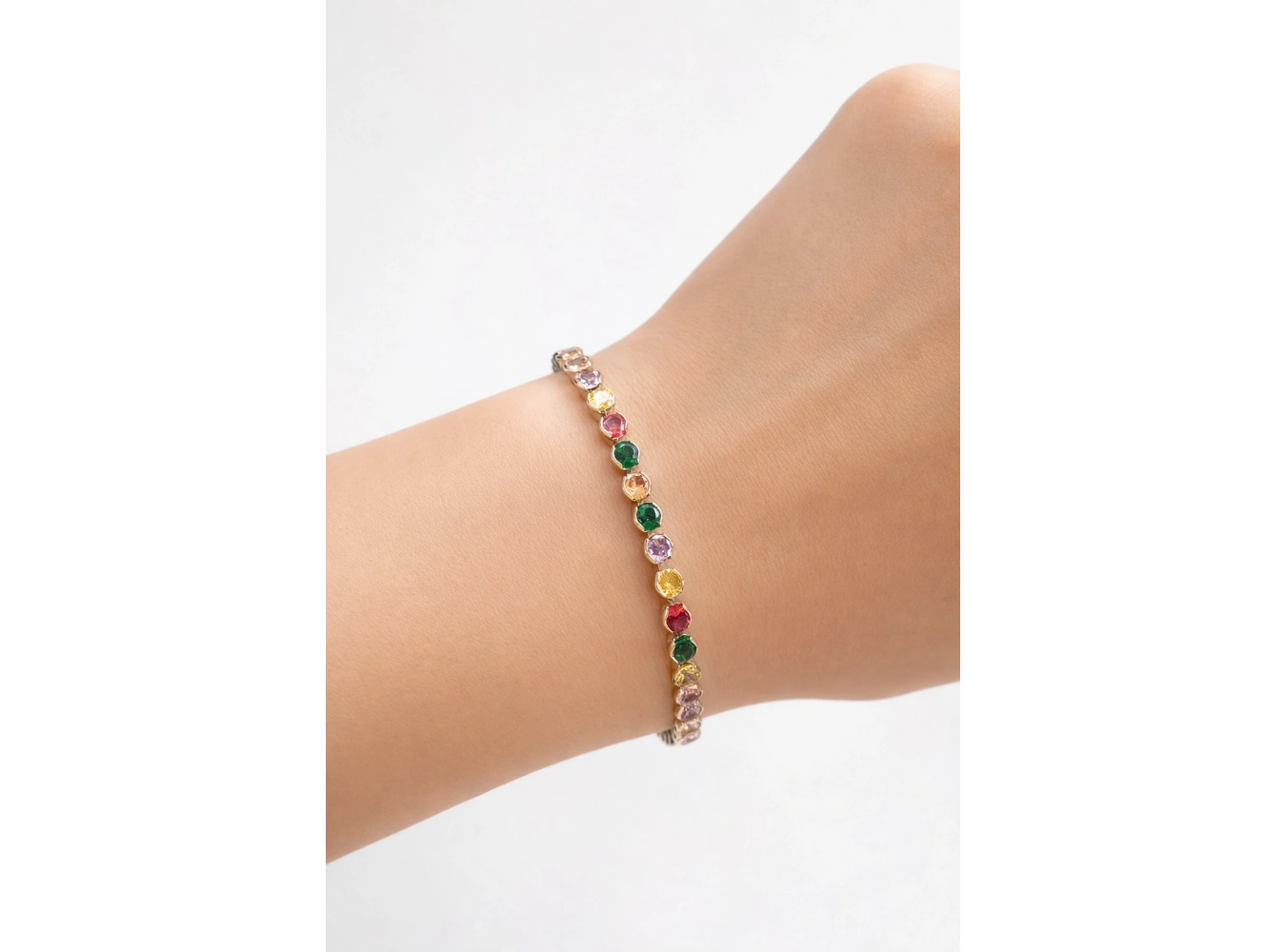 Gümüş Renk Karışık Taşlı Su Yolu Bileklik