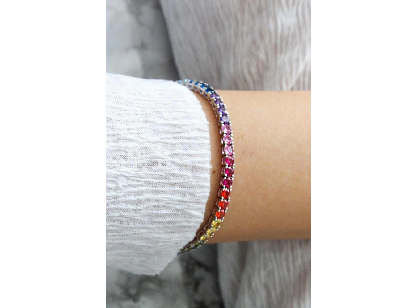 Gümüş Renk Karışık Taşlı Su Yolu Bileklik