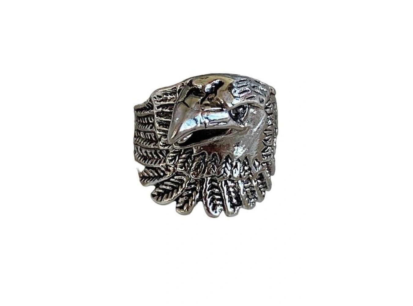 Gümüş Renk Kartal Figürlü Ayarlanabilir Erkek Yüzük