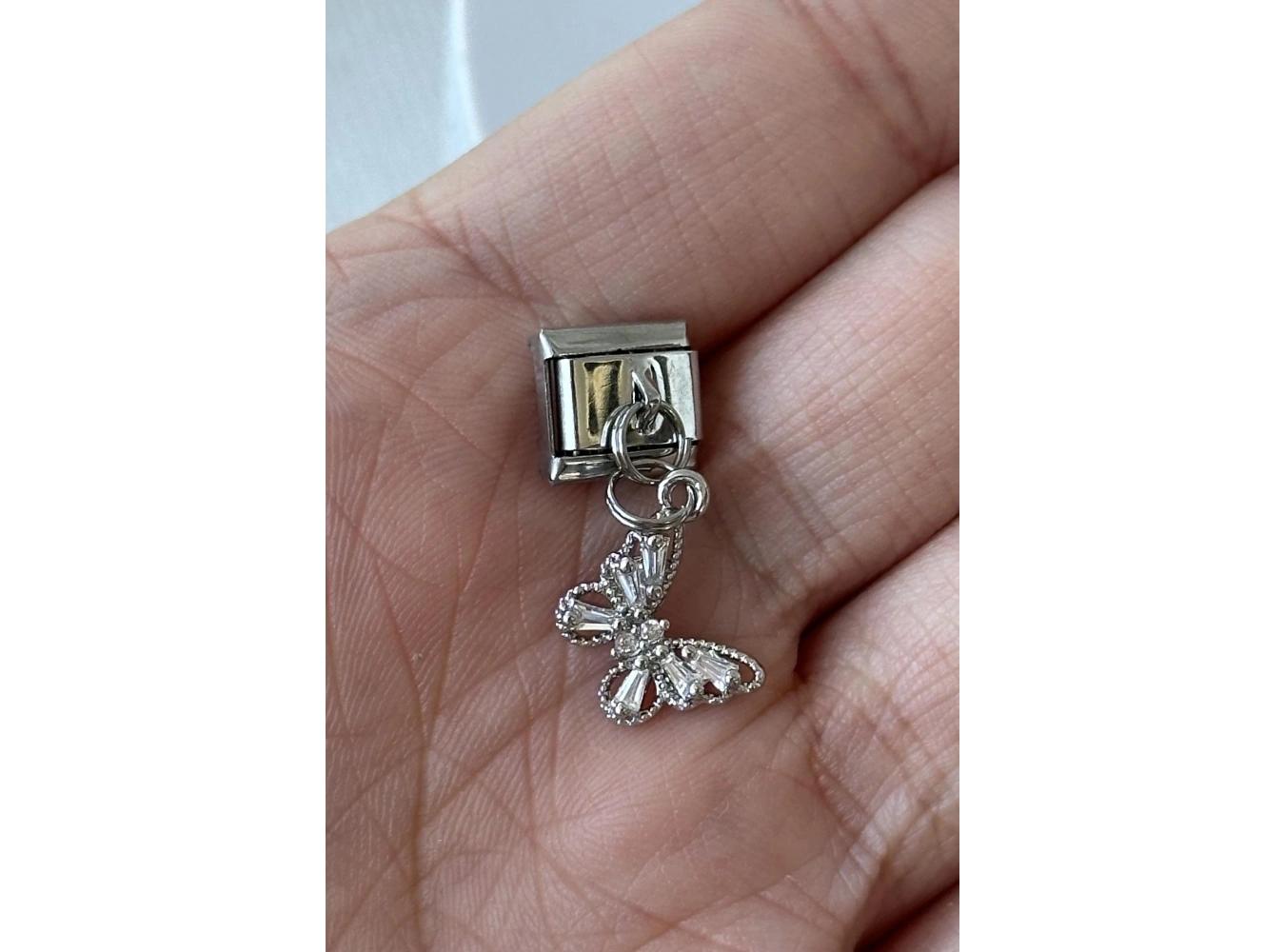 Gümüş Renk Kelebek Figürlü Çelik Nomination Charm (Tek)