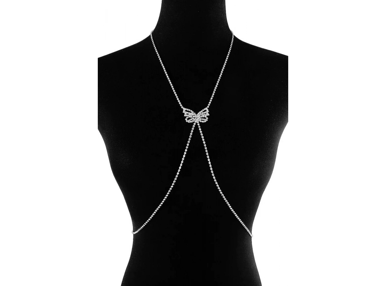 Gümüş Renk Kelebek Figürlü Vücut Aksesuarı/ Göğüs Zinciri