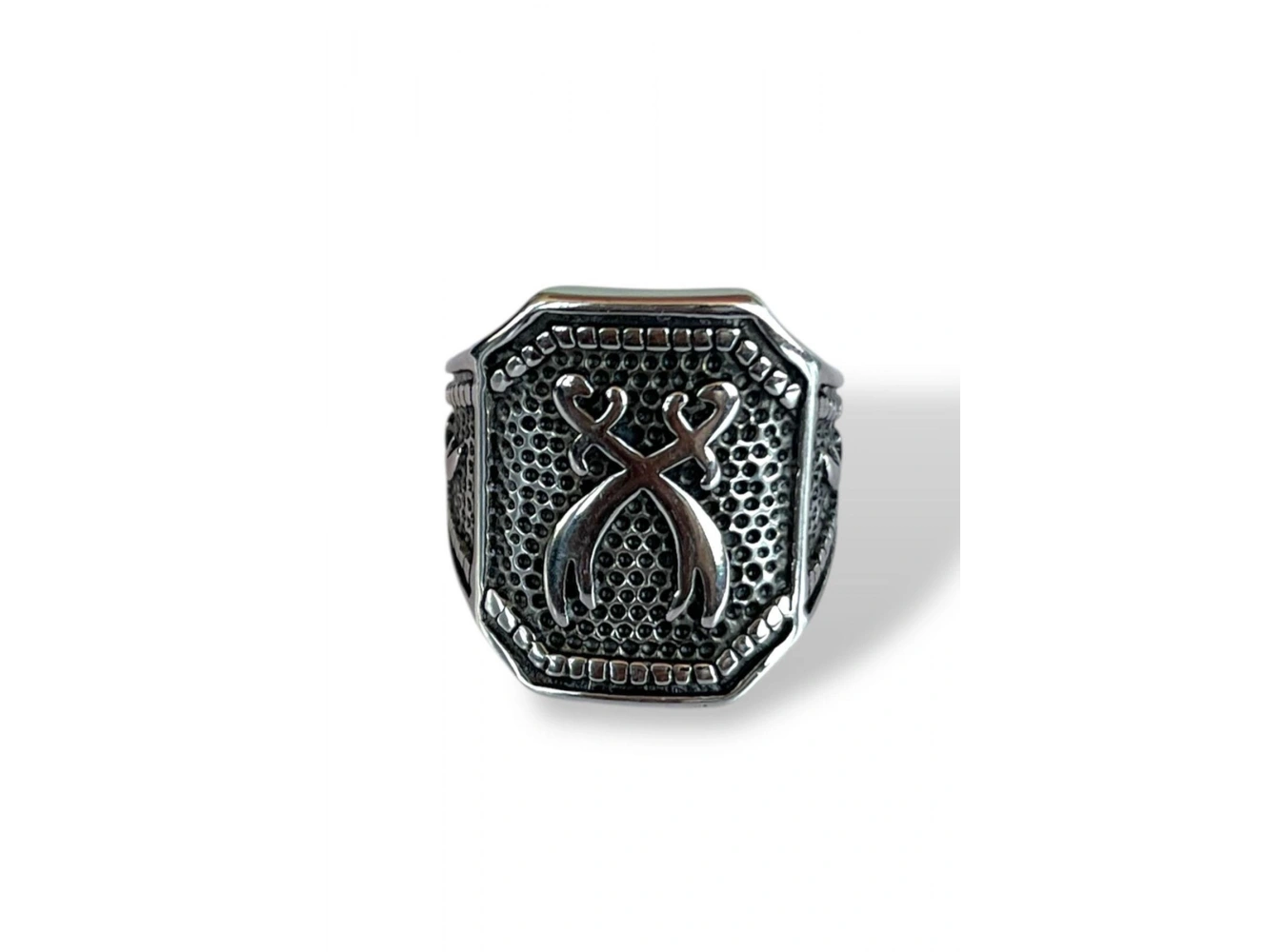 Gümüş Renk Kılıç Figürlü Ayarlanabilir Çelik Erkek Yüzük