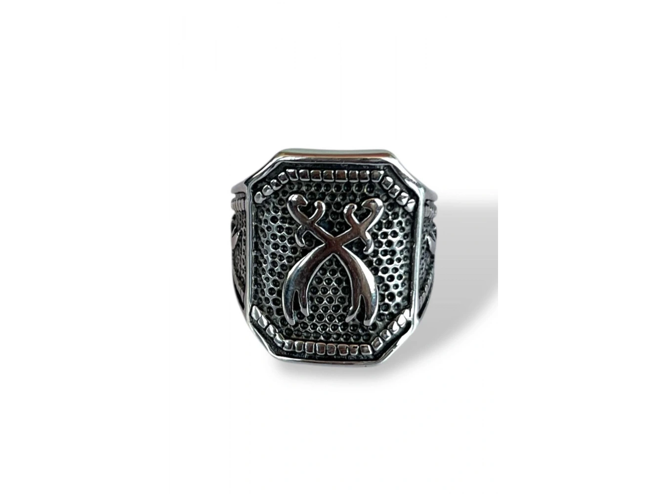Gümüş Renk Kılıç Figürlü Ayarlanabilir Çelik Erkek Yüzük
