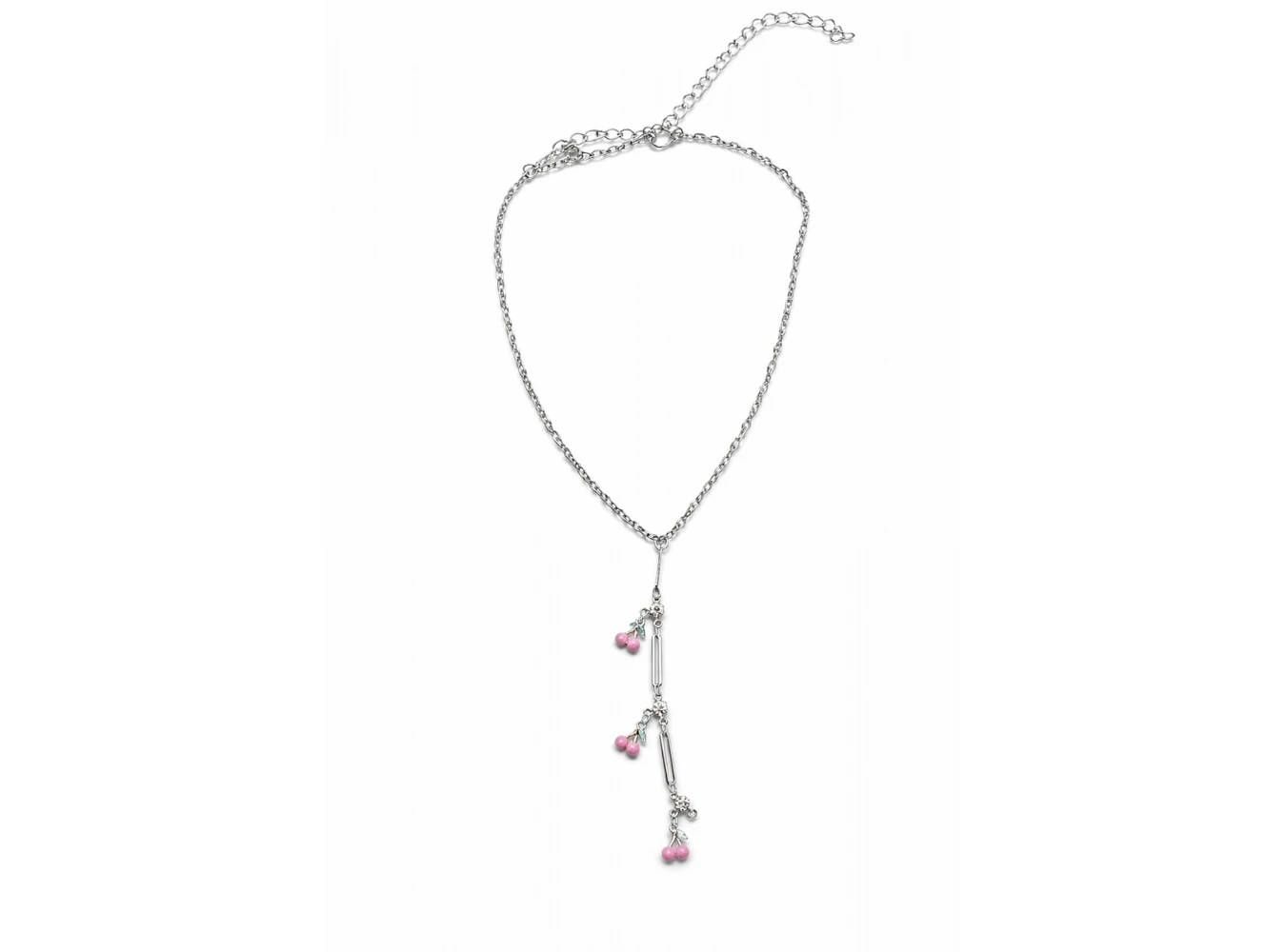 Gümüş Renk Kiraz Figürlü Çelik Y Kolye