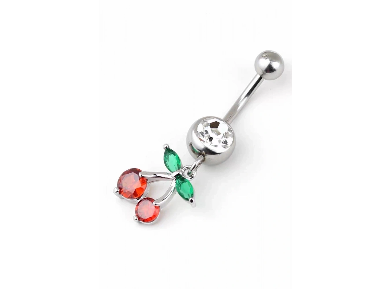 Gümüş Renk Kiraz Figürlü Cerrahi Çelik Göbek Piercing