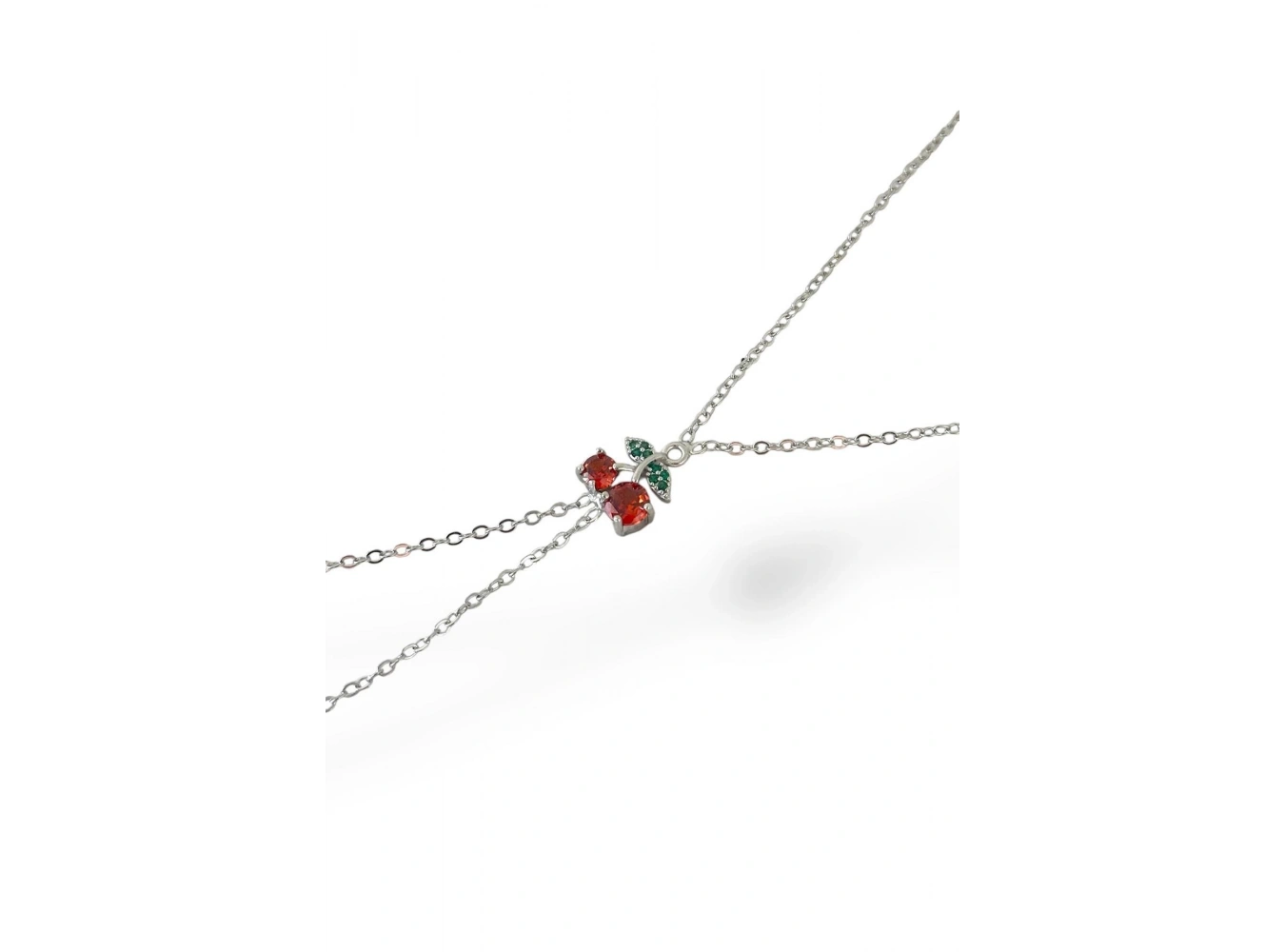 Gümüş Renk Kiraz Figürlü Taş Detaylı Şahmeran