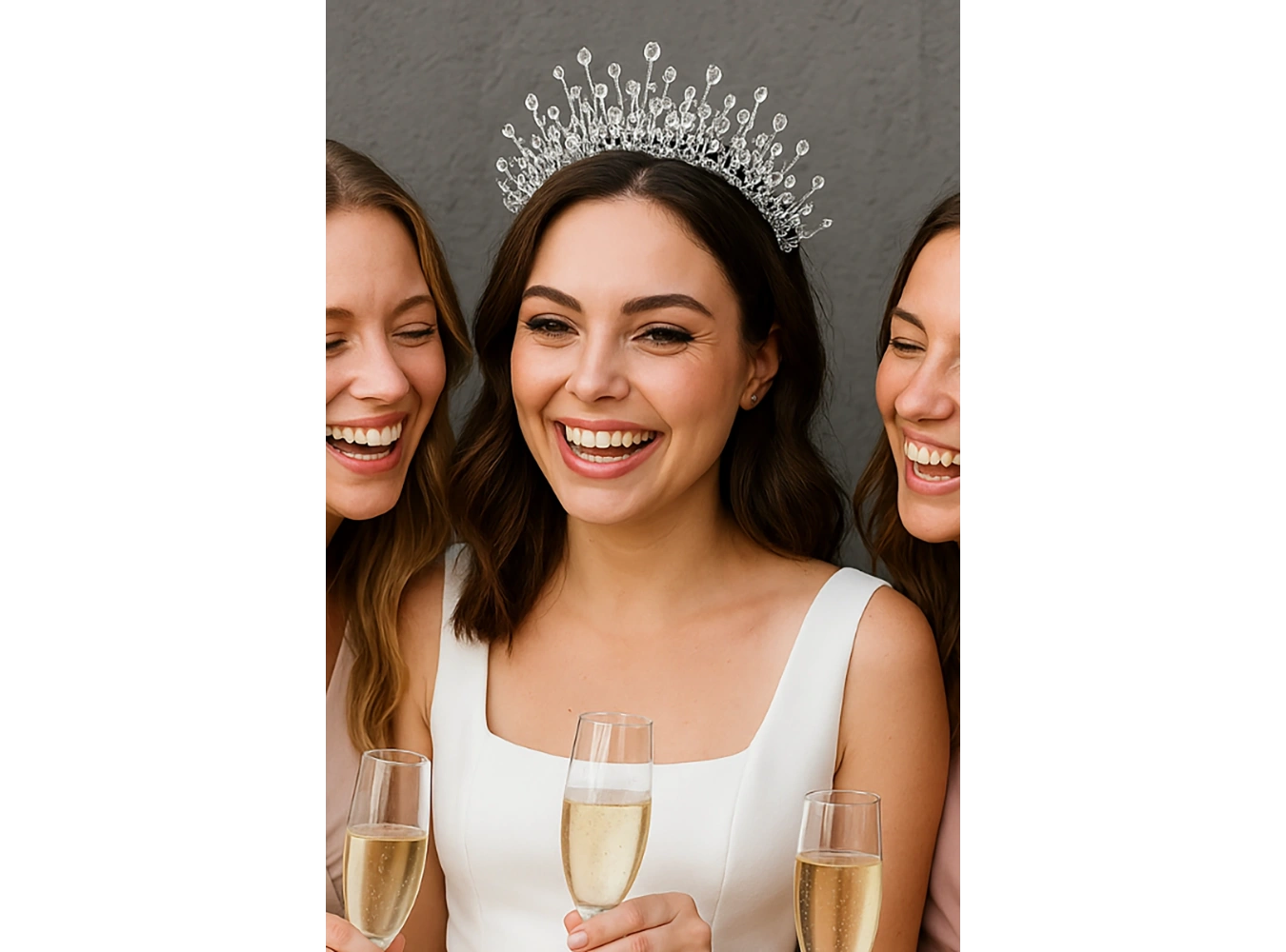 Gümüş Renk Kristal Boncuk Detaylı Gelin/ Kına Taç