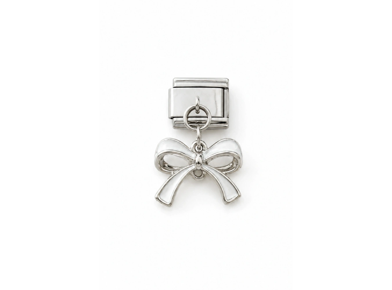 Gümüş Renk Kurdele Figürlü  Çelik Nomination Charm (Tek)