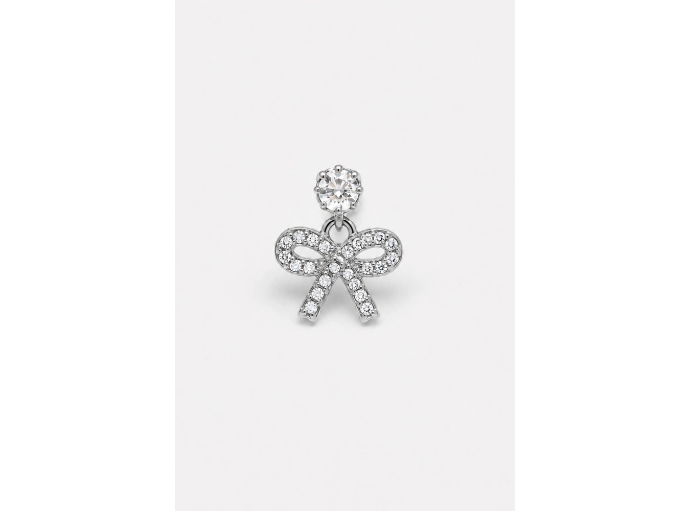 Gümüş  Renk Kurdele  Figürlü  Taşlı Cerrahi Çelik Tragus/Kıkırdak Küpe/Piercing (Tek)