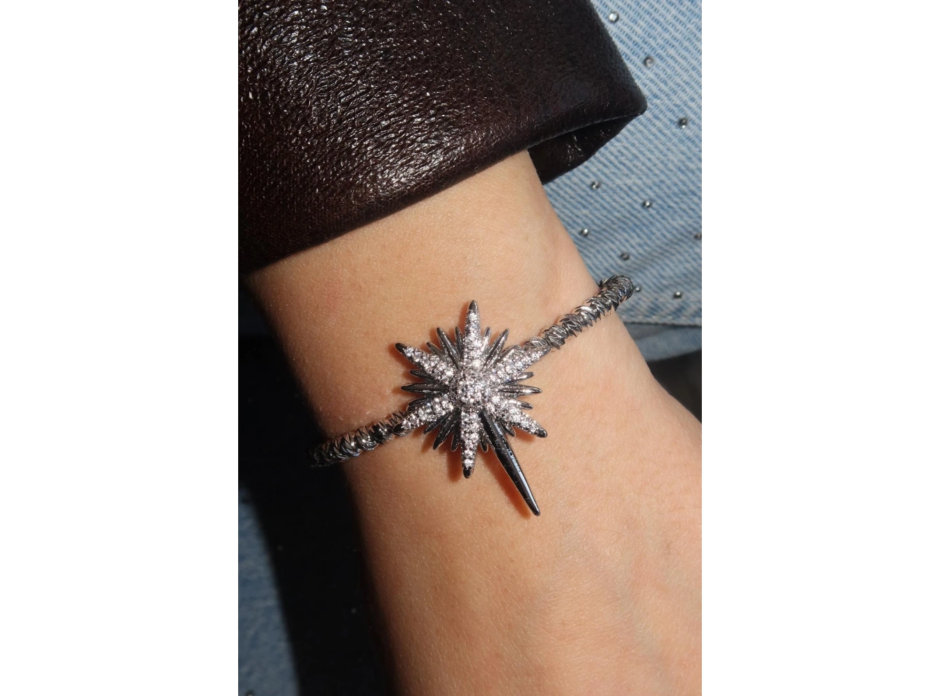 Gümüş Renk Kutup Yıldızı Figürlü VİP YSX Kelepçe Bileklik