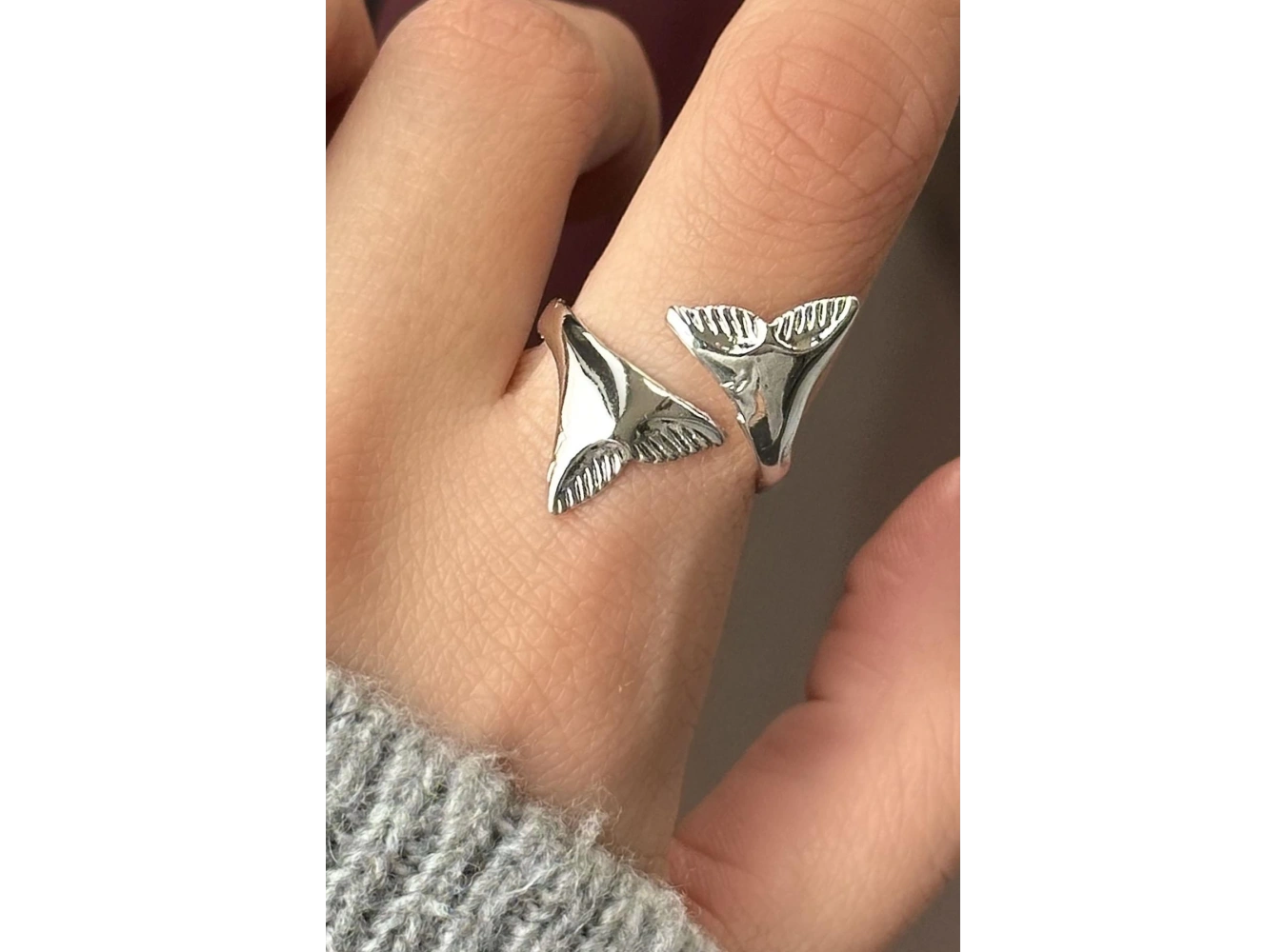 Gümüş Renk Kuyruk Figürlü Ayarlanabilir Yüzük