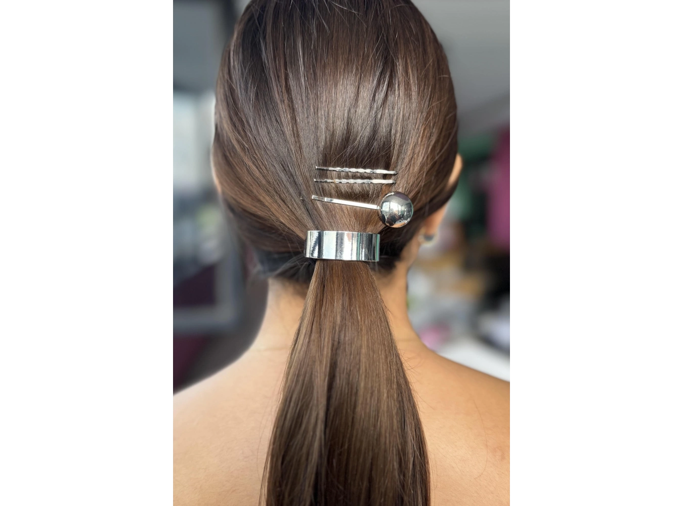 Gümüş Renk Lastik Ve Tel Toka Set