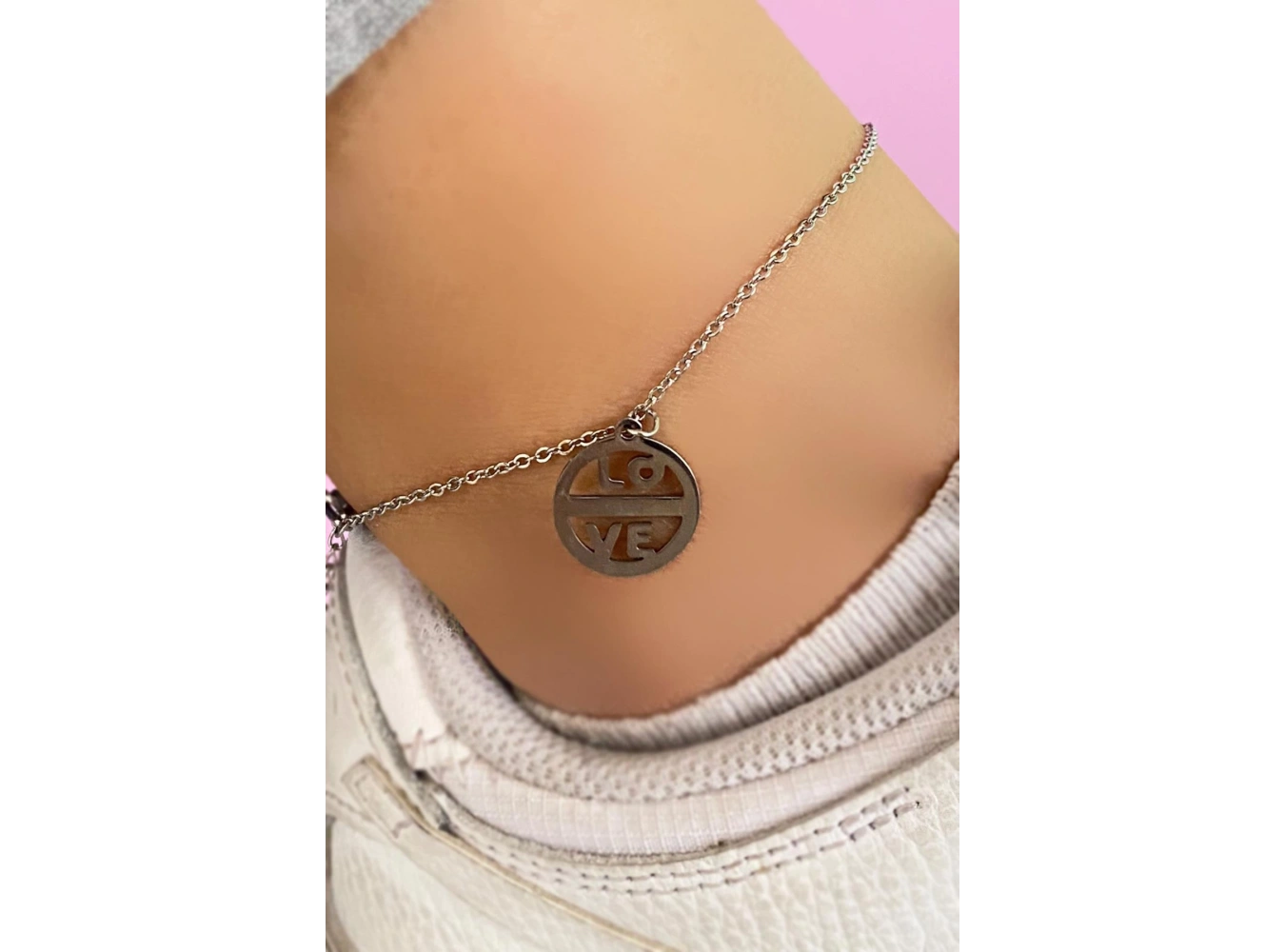 Gümüş Renk Love Yazılı Çelik Halhal