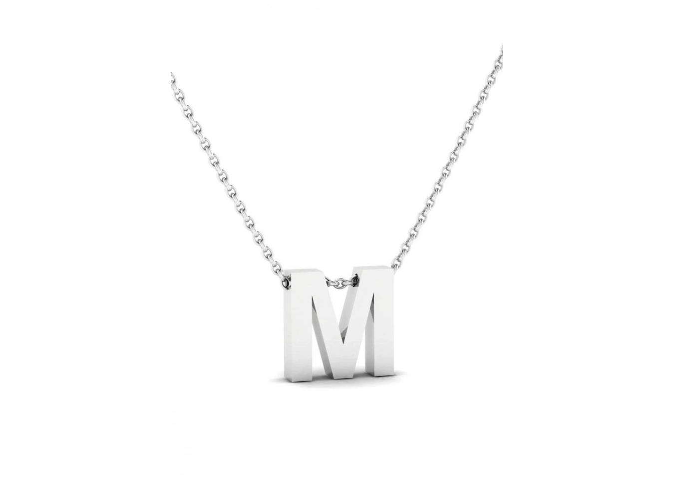 Gümüş Renk M Harf Çelik Kolye