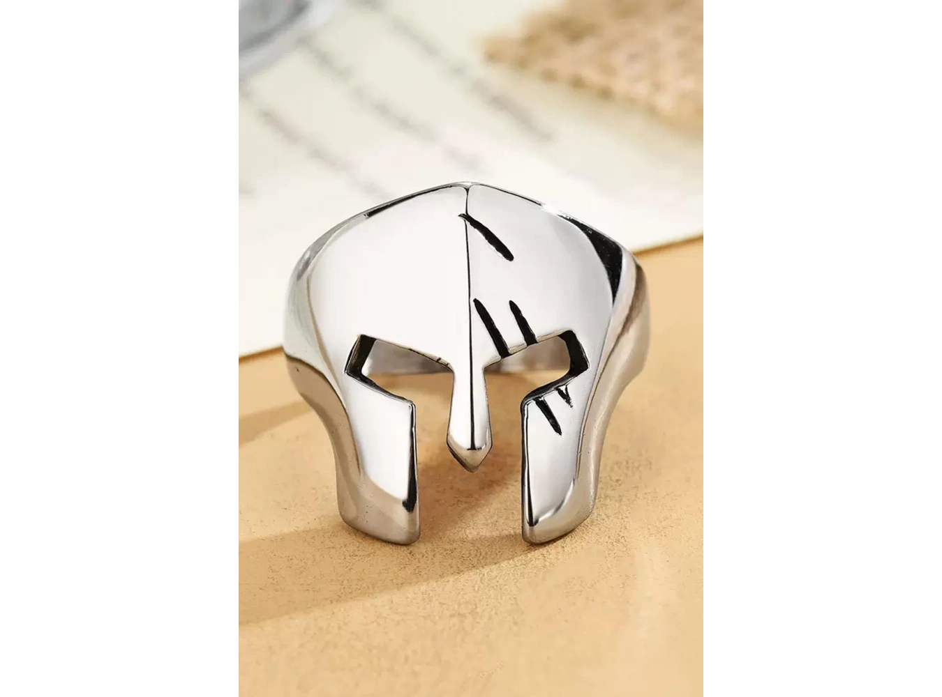 Gümüş Renk Maske Figürlü Ayarlanabilir Çelik Erkek Yüzük