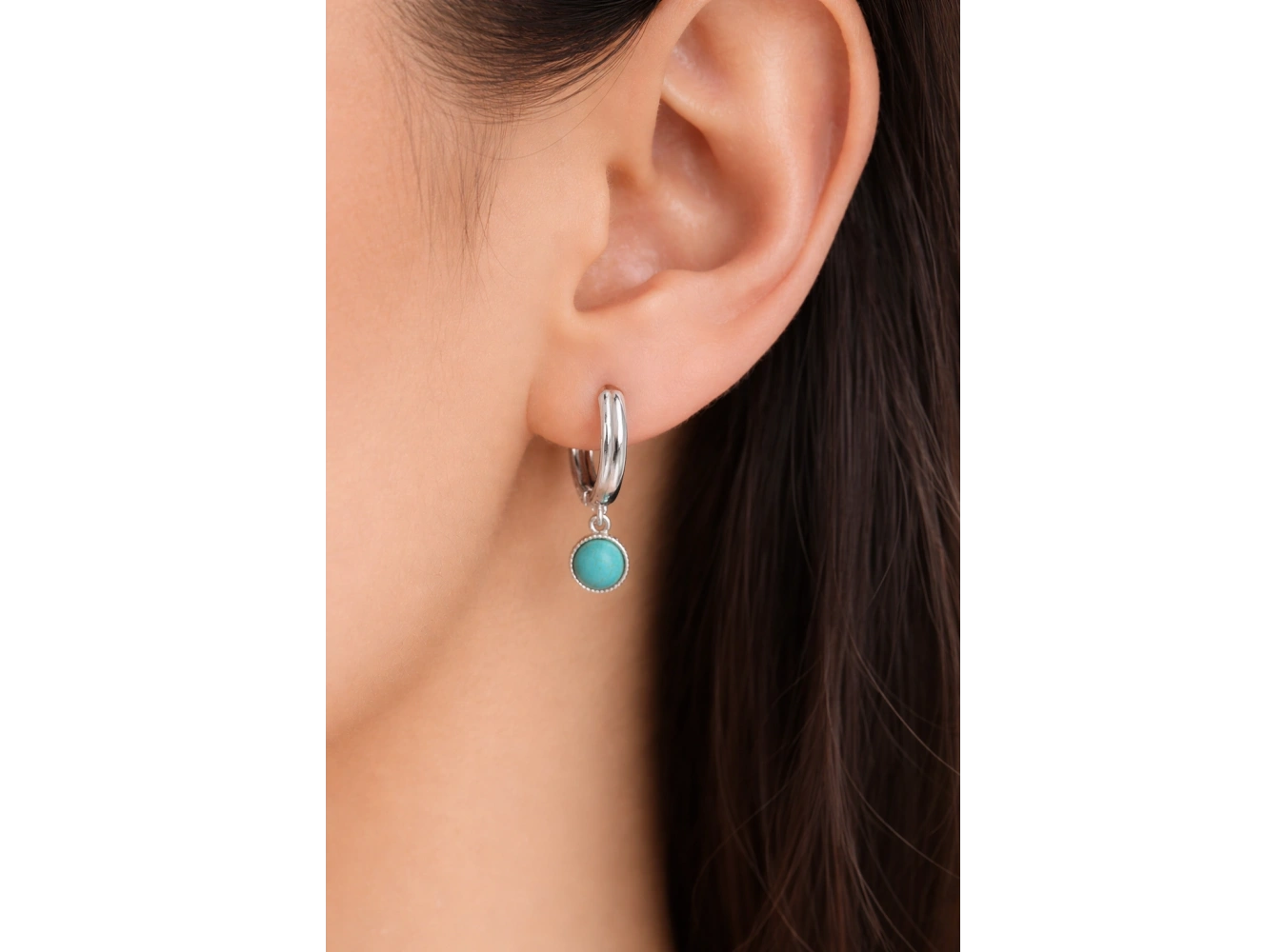 Gümüş Renk Mavi Boncuklu Tx Küpe (Çift)